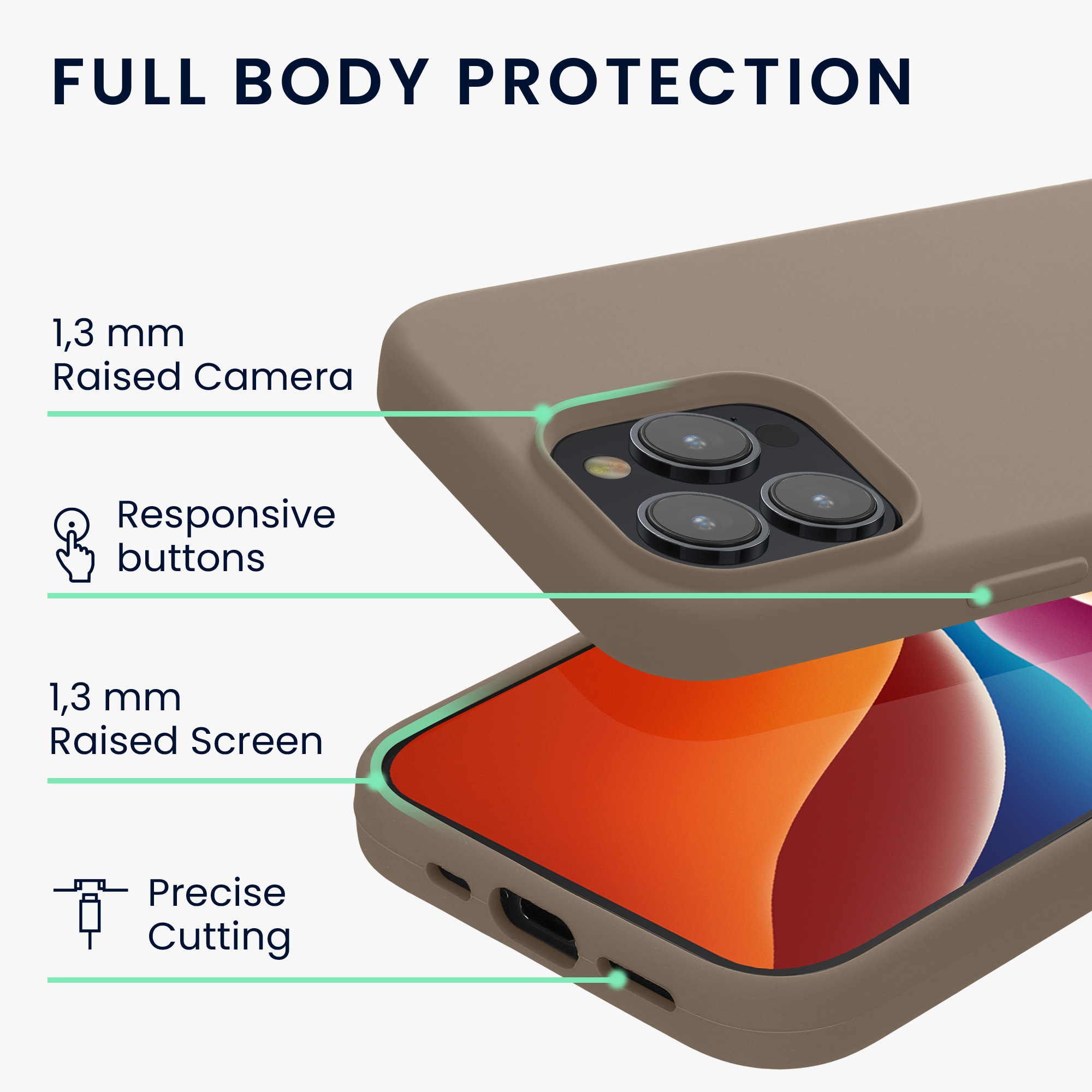 Silikonový kryt kwmobile pro iPhone 15 Pro - taupe