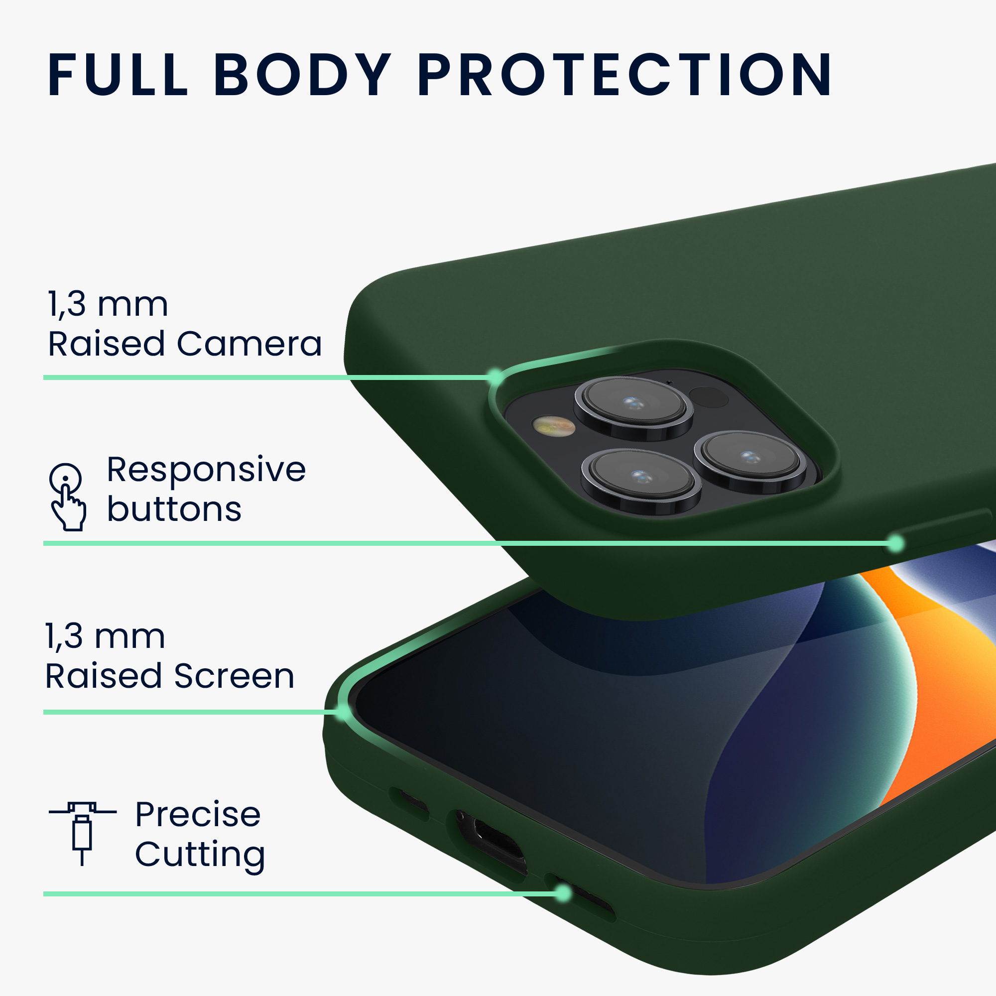Pouzdro pro iPhone 15 Pro kwmobile silikonové - tmavě zelená