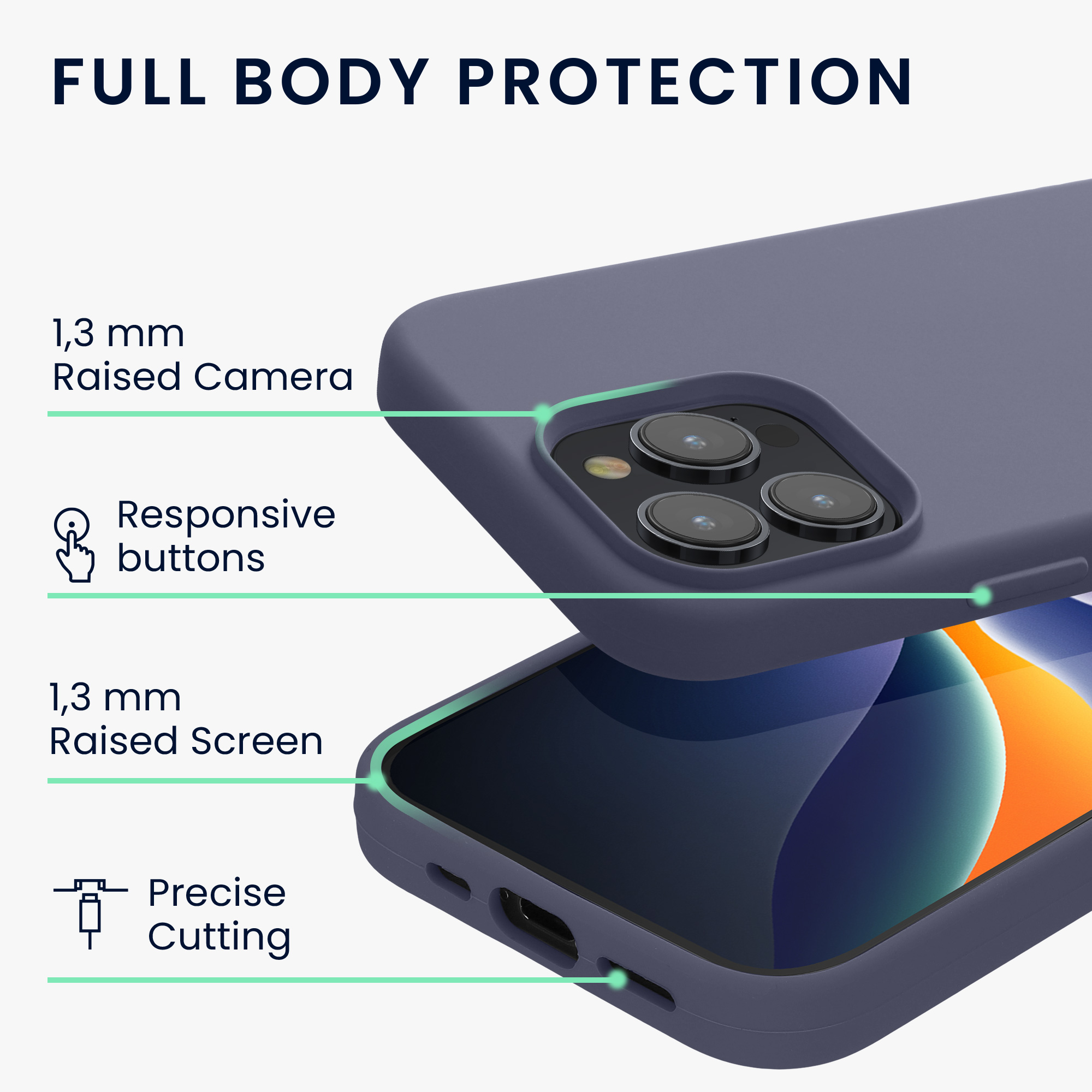 Silikonový kryt kwmobile pro iPhone 15 Pro - levandulově šedá