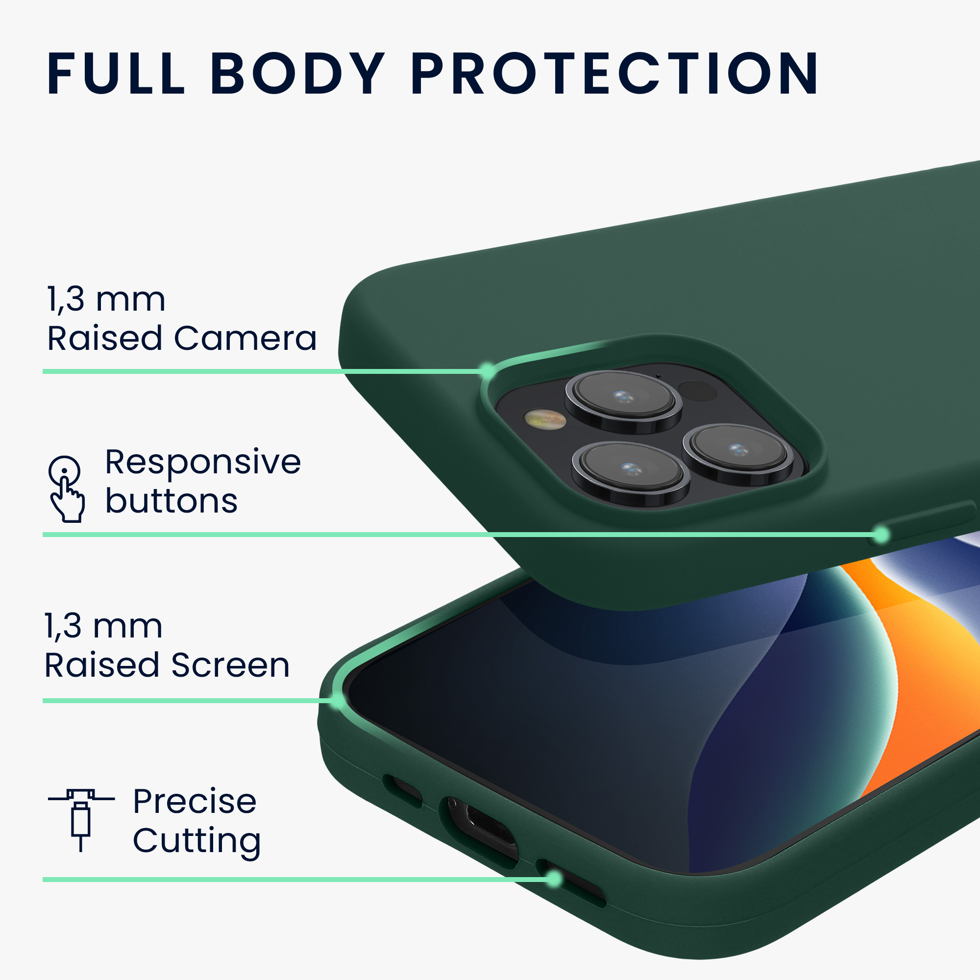 Silikonový kryt kwmobile pro iPhone 15 Pro Max - lesní zelená