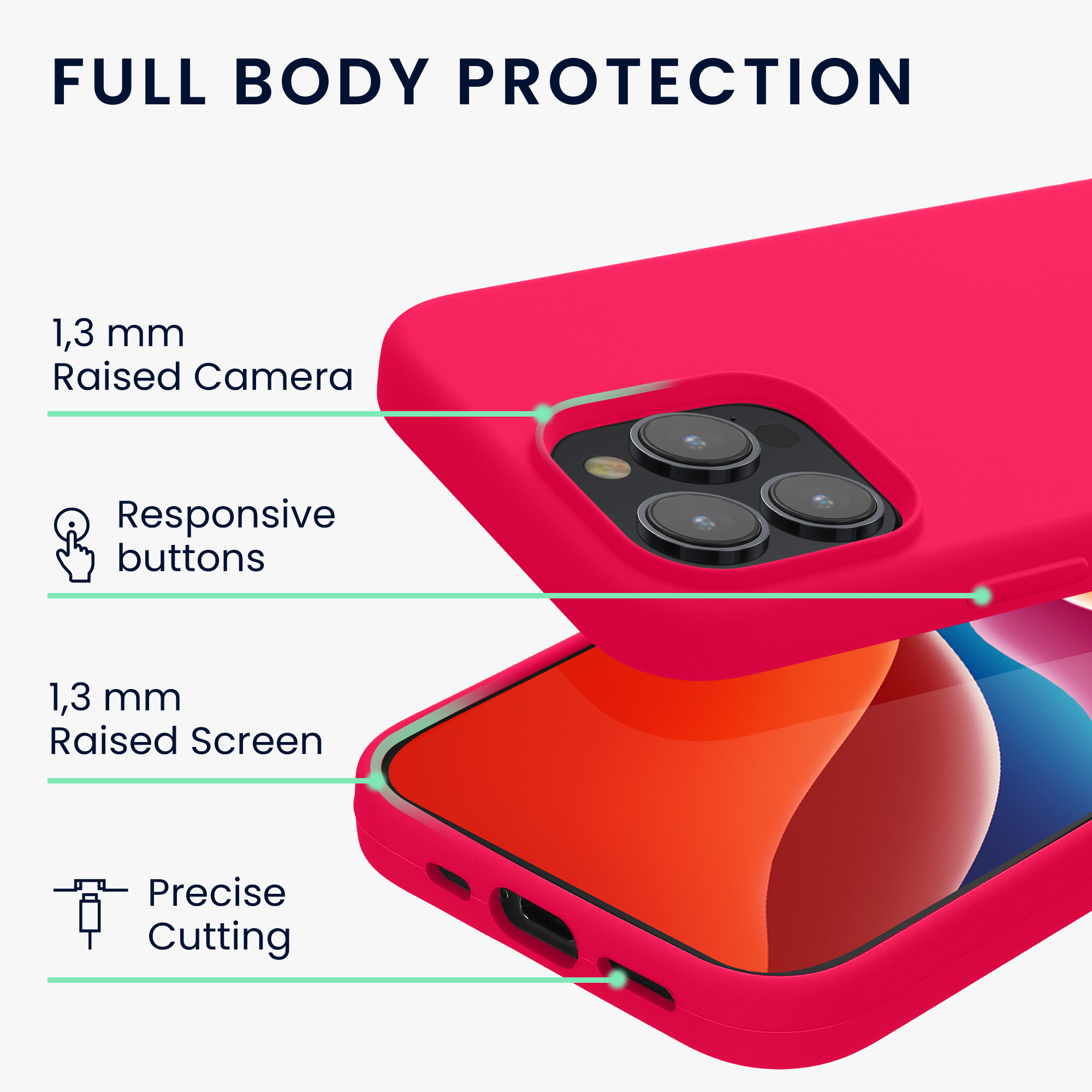 Silikonový kryt kwmobile pro iPhone 15 Pro Max - neonově růžová