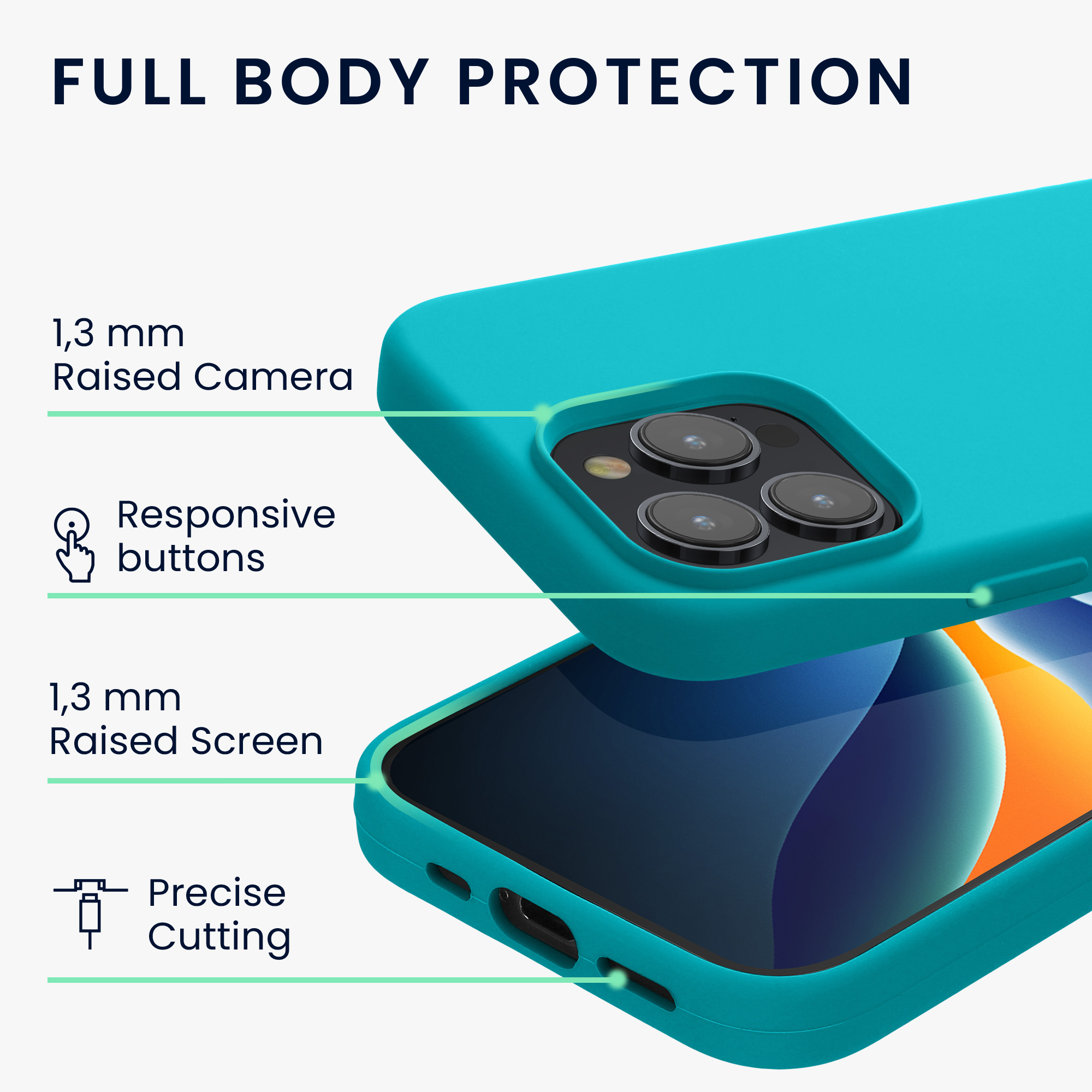 Silikonový kryt kwmobile pro iPhone 15 Pro Max - ledově modrá