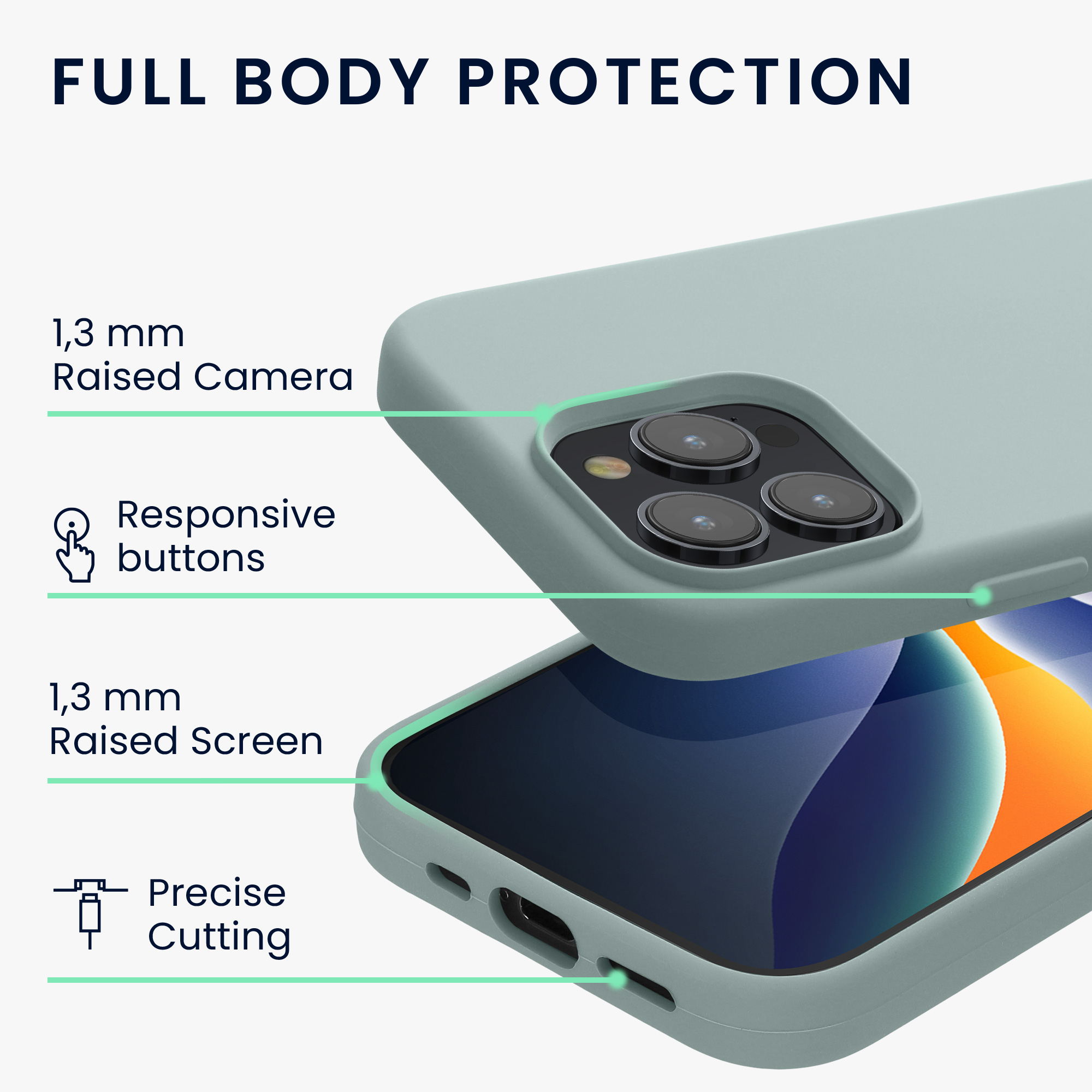 Silikonový kryt kwmobile pro iPhone 15 Pro Max - mátová