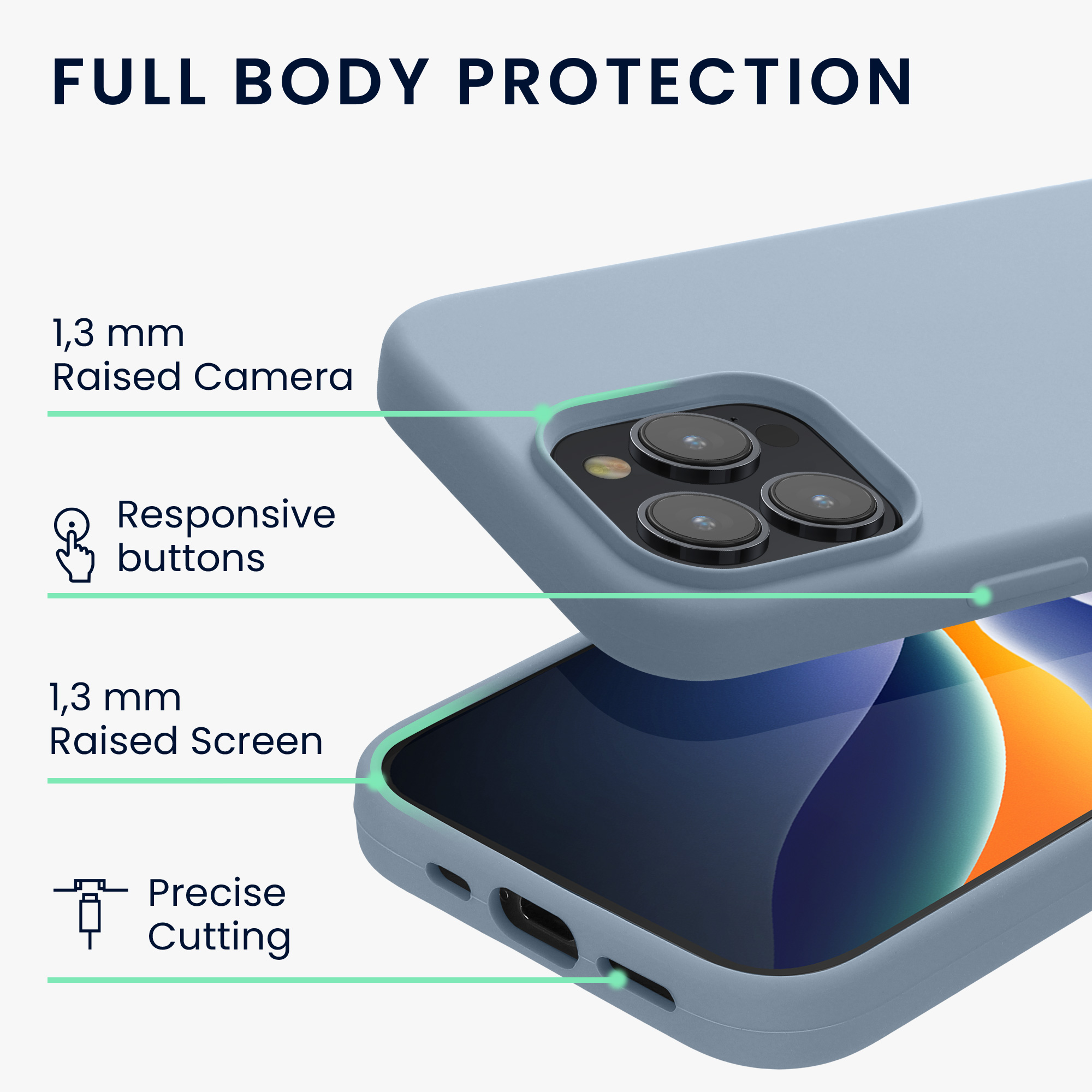Silikonový kryt kwmobile pro iPhone 15 Pro Max - matná světle modrá