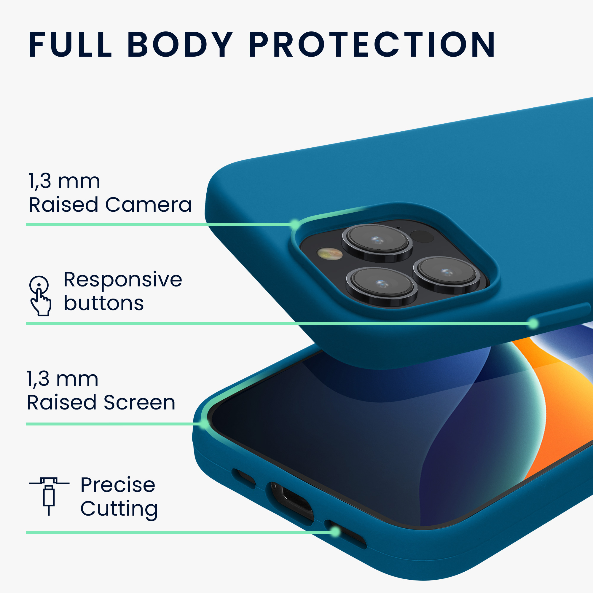 Silikonový kryt kwmobile pro iPhone 15 Pro Max - karibsky modrá