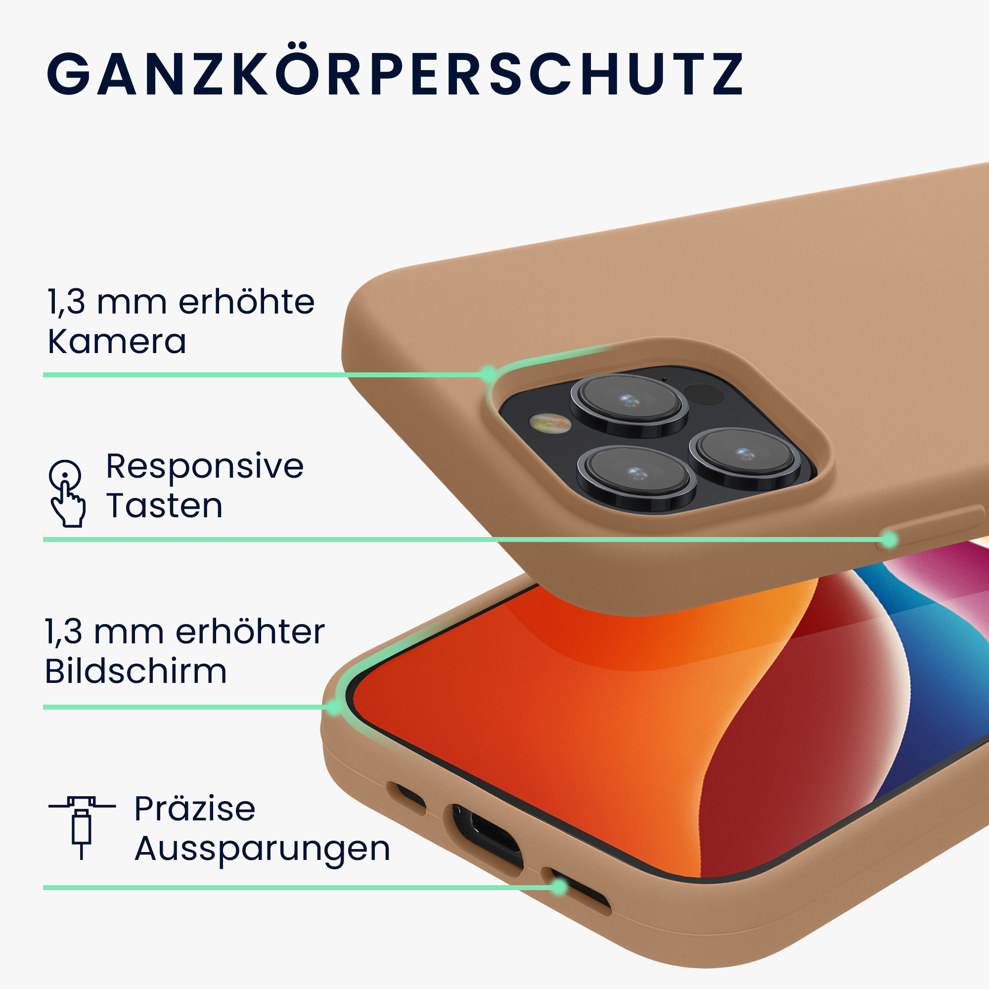 Silikonový kryt kwmobile pro iPhone 15 Pro Max - cappuccino