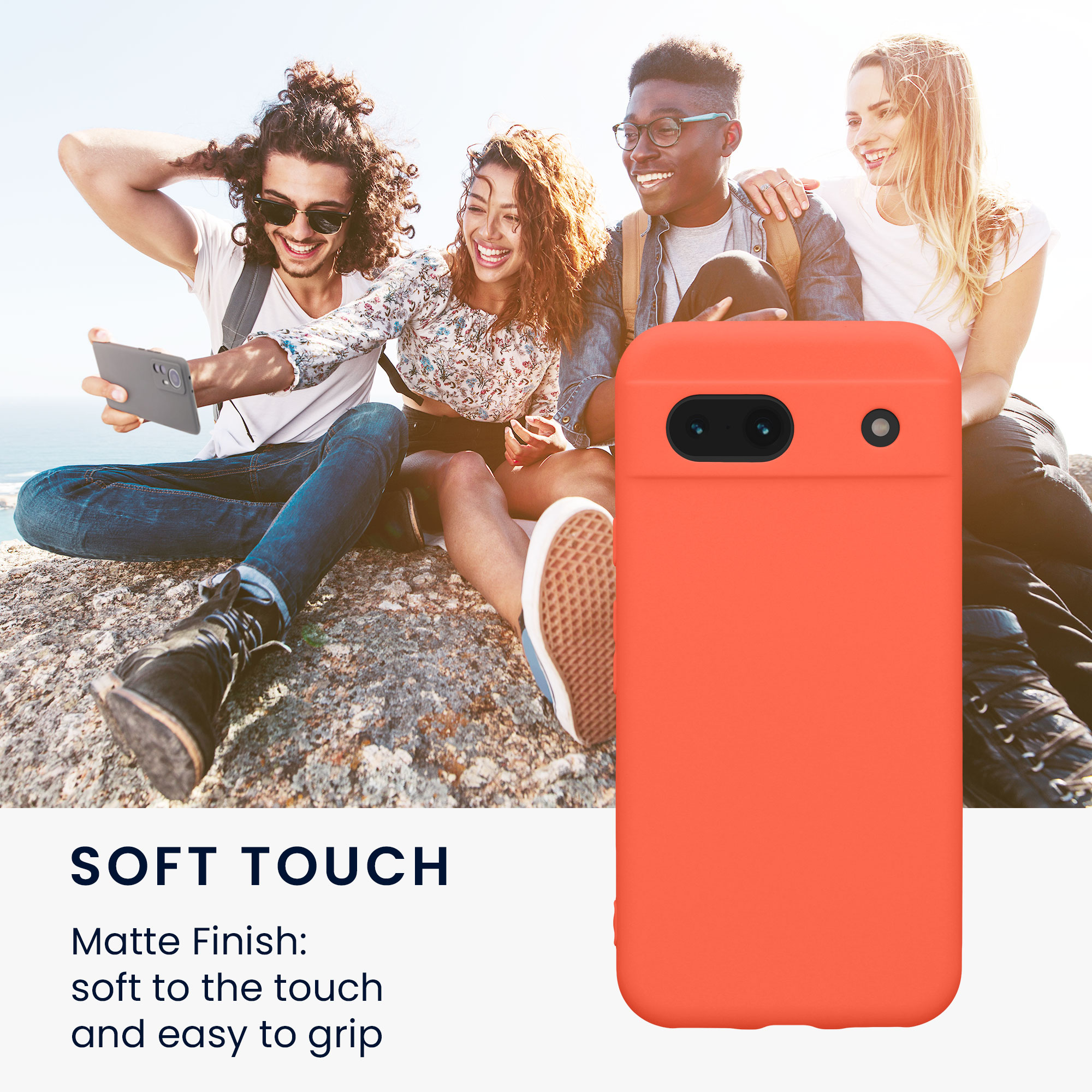 Silikonový kryt kwmobile pro Google Pixel 8a - korálové Vivid Coral