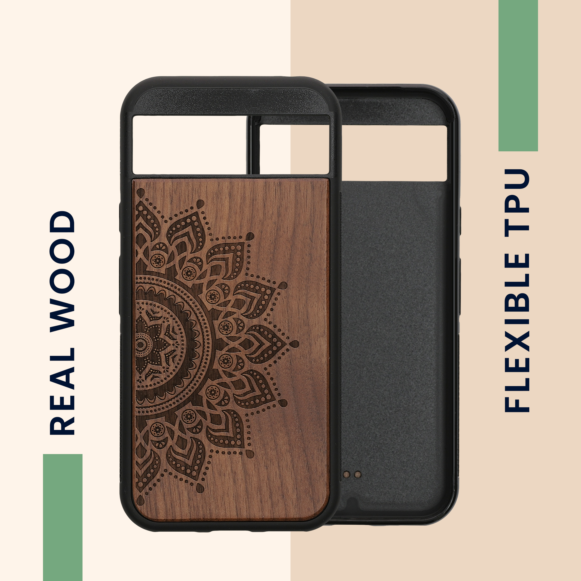 Dřevěný kryt kwmobile pro Google Pixel 8a - Hard Cover in Dark Brown