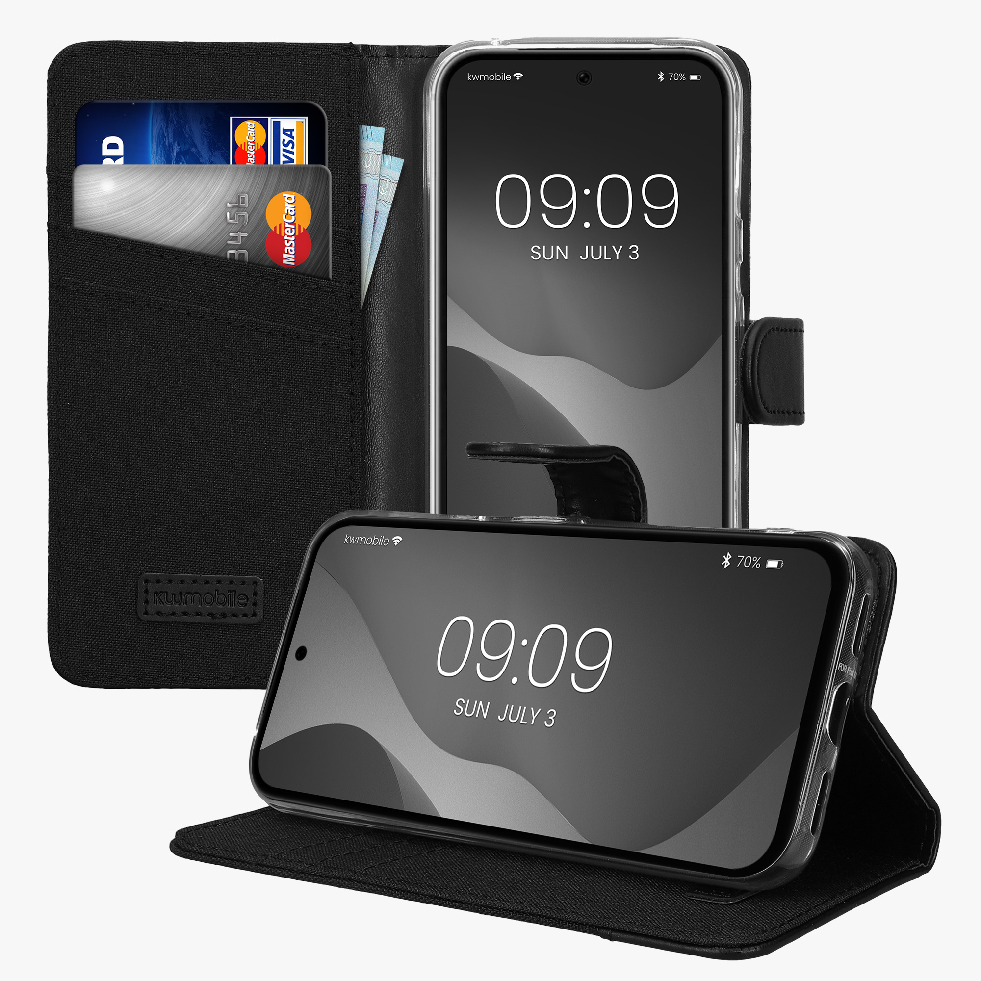 Peněženkové pouzdro pro Google Pixel 8a kwmobile z eko kůže - antracitová / černá