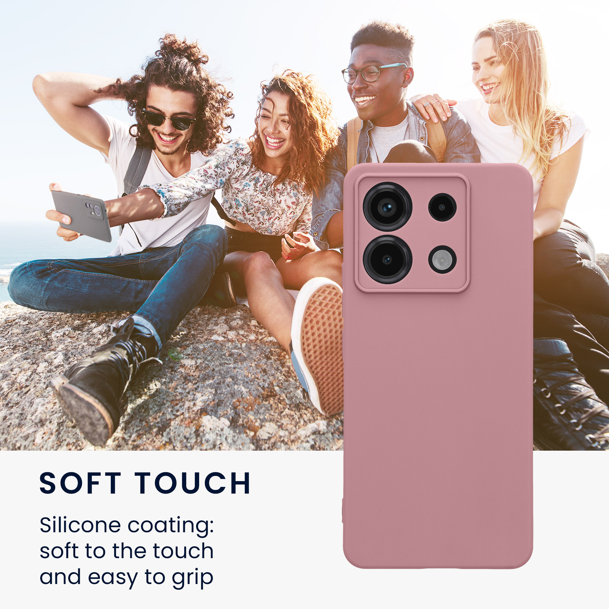 Kryt Xiaomi Redmi Note 13 Pro 5G silikonový TPU růžová kwmobile