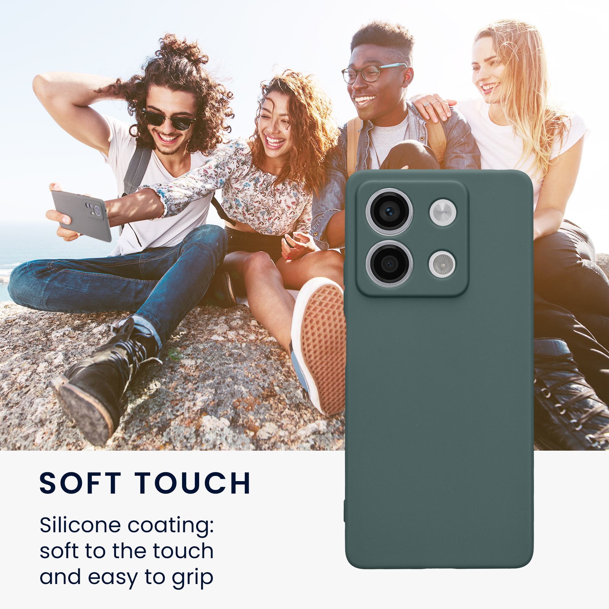 Kryt Xiaomi Redmi Note 13 5G silikonový TPU modrozelená kwmobile