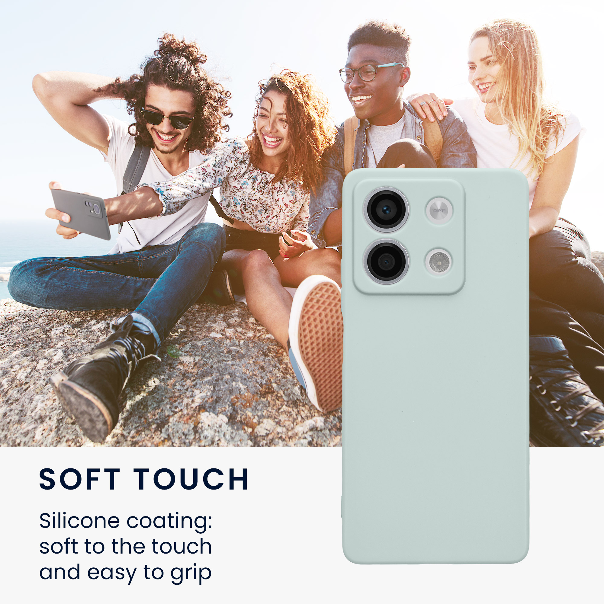Kryt Xiaomi Redmi Note 13 5G silikonový TPU mátová kwmobile