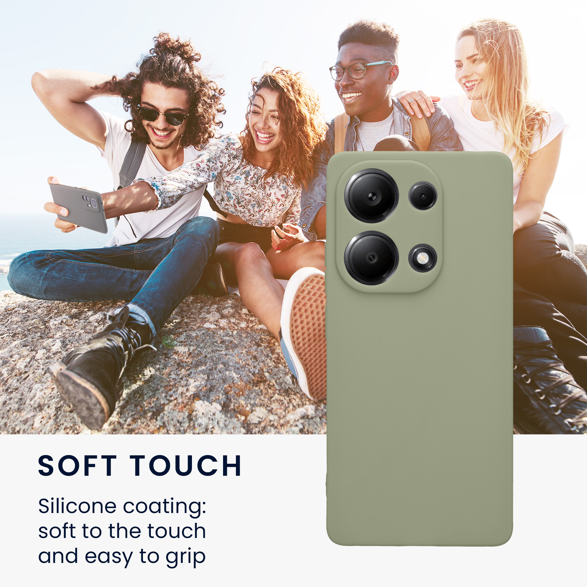 Kryt Xiaomi Redmi Note 13 Pro 4G silikonový TPU šedozelená kwmobile