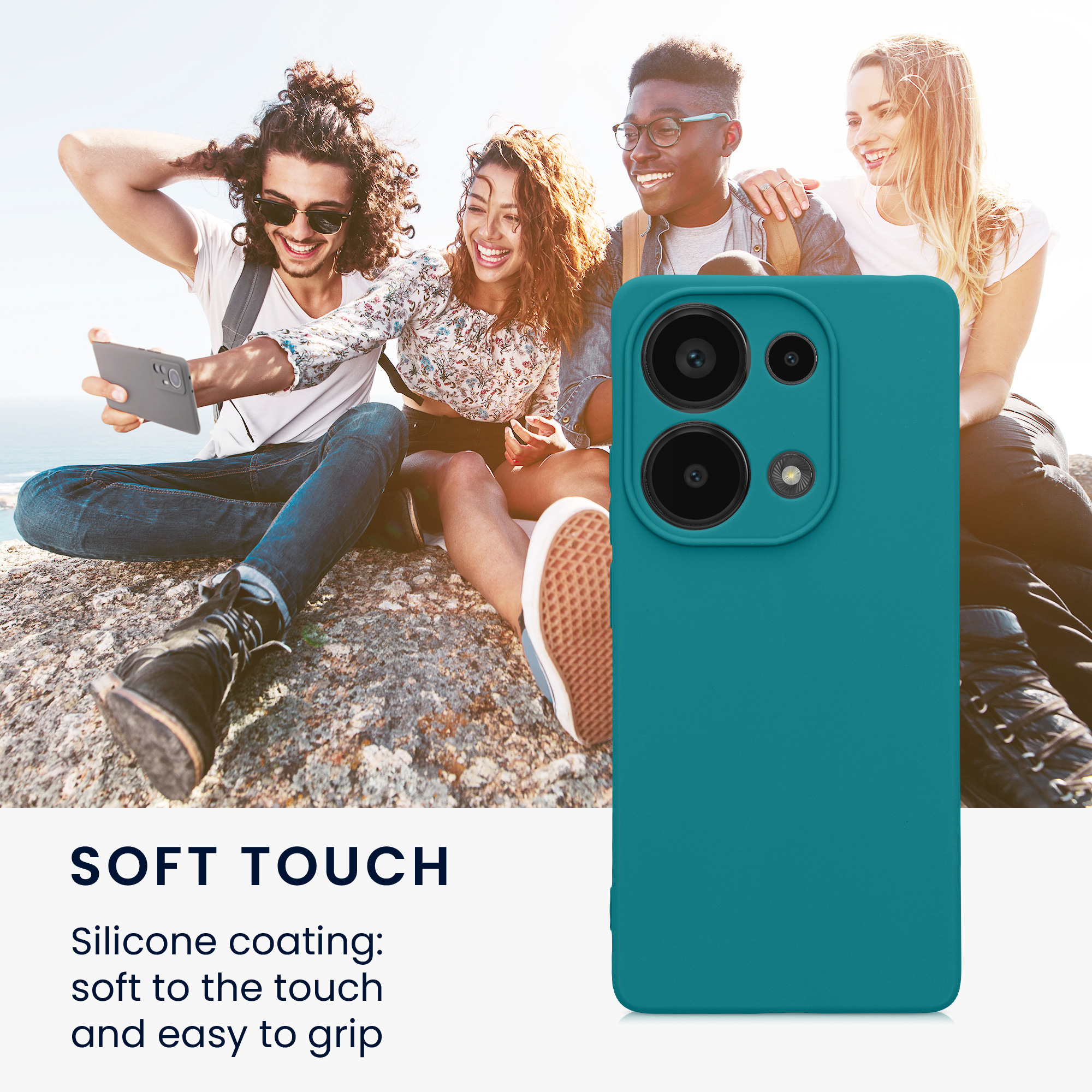 Kryt Xiaomi Redmi Note 13 Pro 4G silikonový TPU modrozelená matná kwmobile