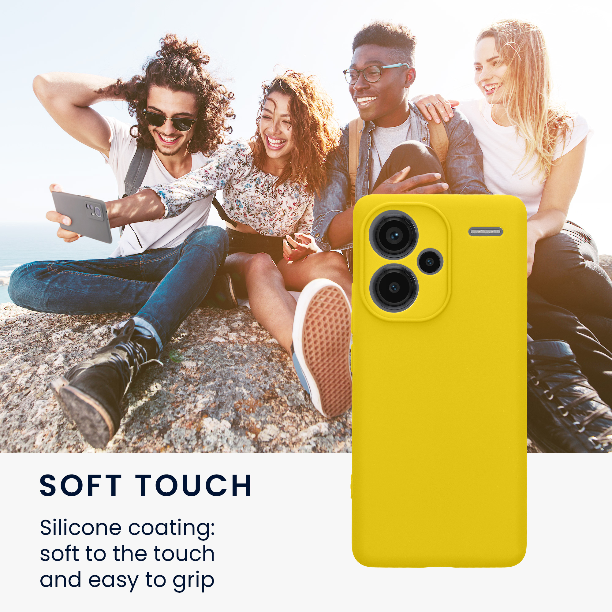 Kryt Xiaomi Redmi Note 13 Pro+ 5G silikonový TPU zářivě žlutá kwmobile