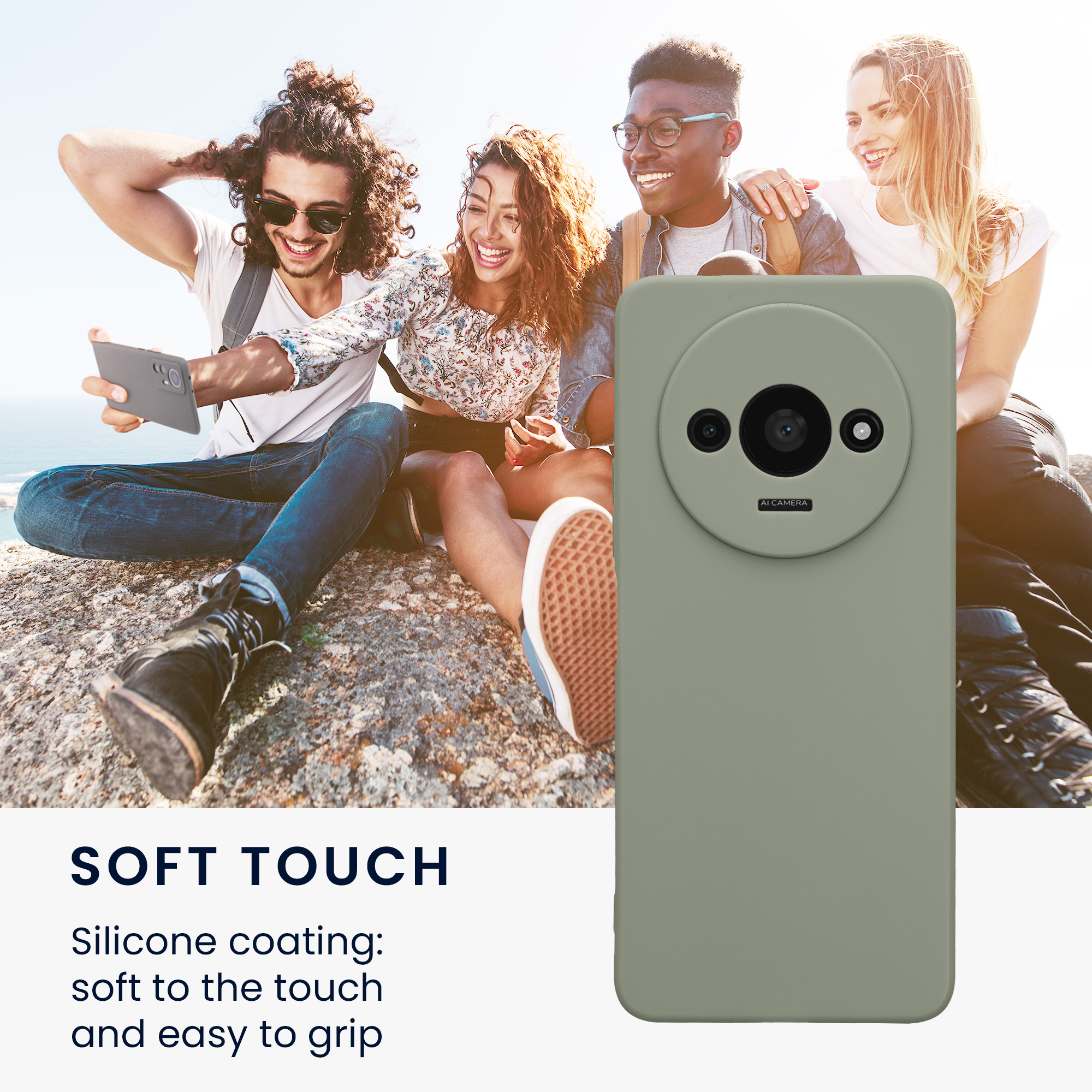 Kryt Xiaomi Redmi A3 silikonový TPU šedozelená kwmobile