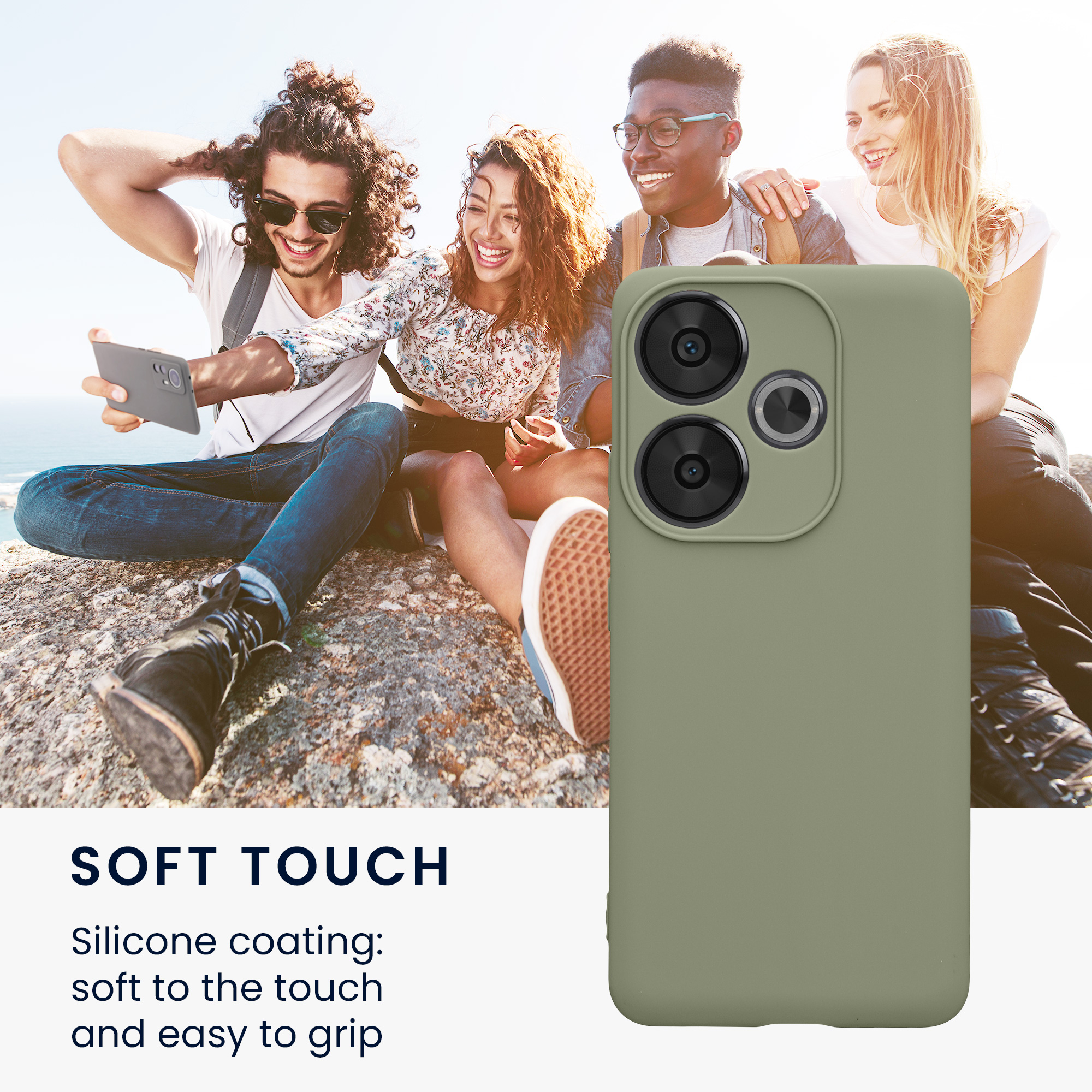 Tenký matný TPU kryt pro Xiaomi Poco F6 5G kwmobile ‑ šedozelená