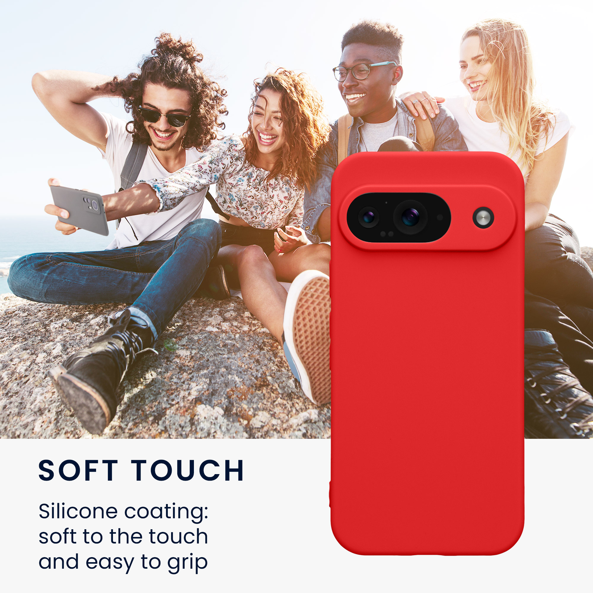 Tenký matný TPU kryt pro Google Pixel 9 kwmobile ‑ klasická červená