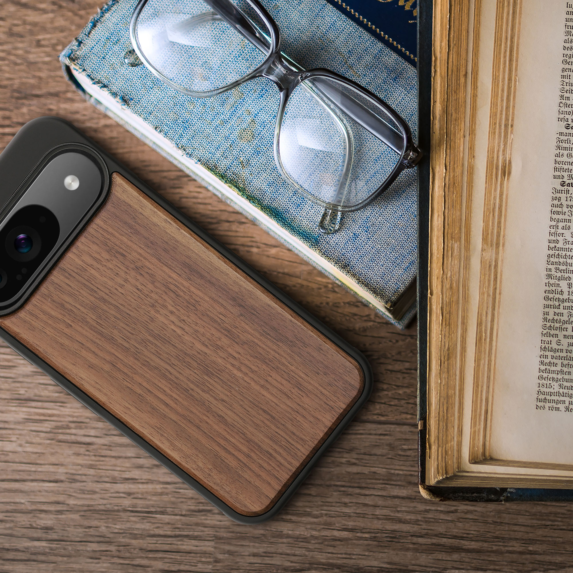 Dřevěný kryt na mobil kwmobile dřevěný pro Google Pixel 9 / Pixel 9 Pro - tmavě hnědá