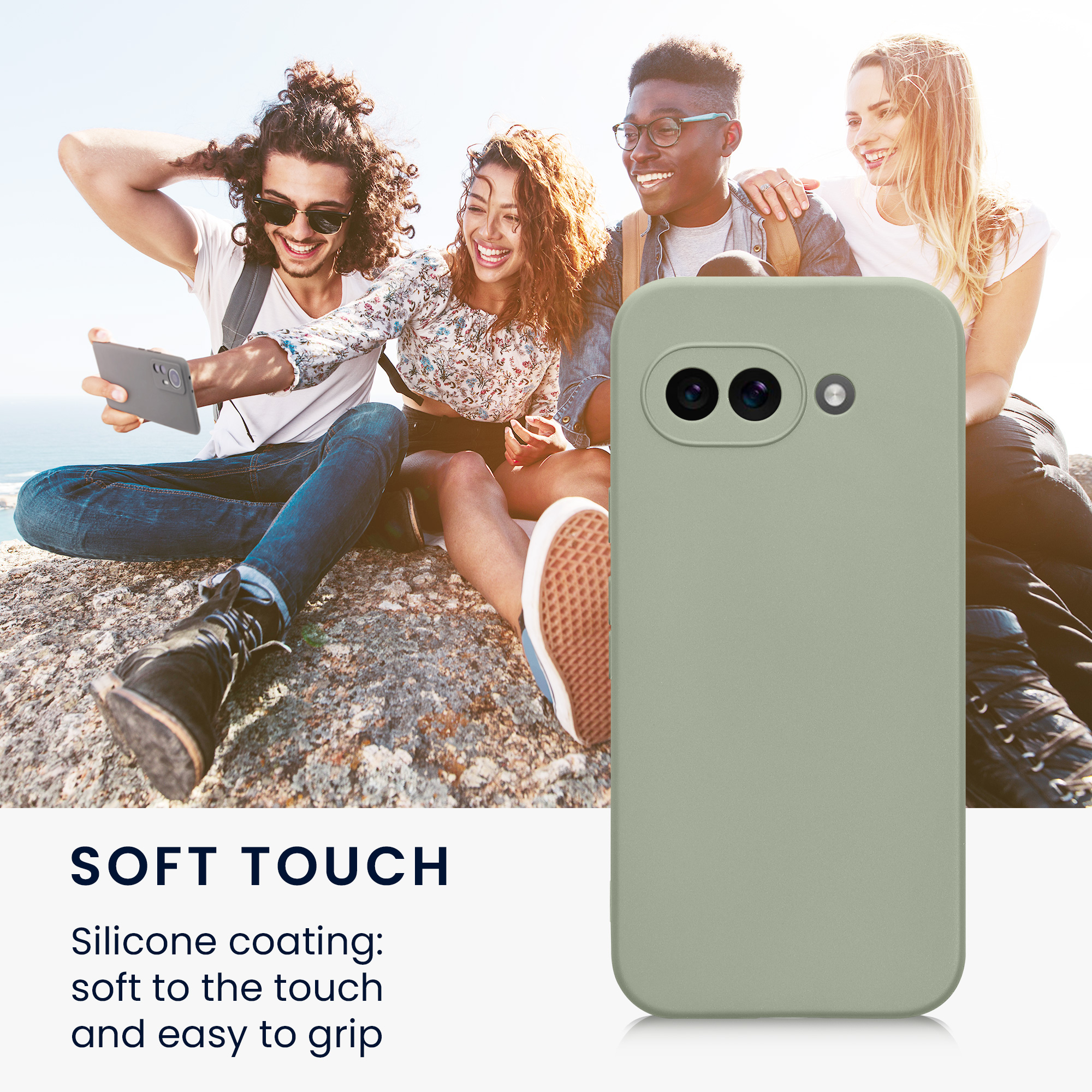 Silikonový kryt kwmobile pro Google Pixel 9a - šedozelená