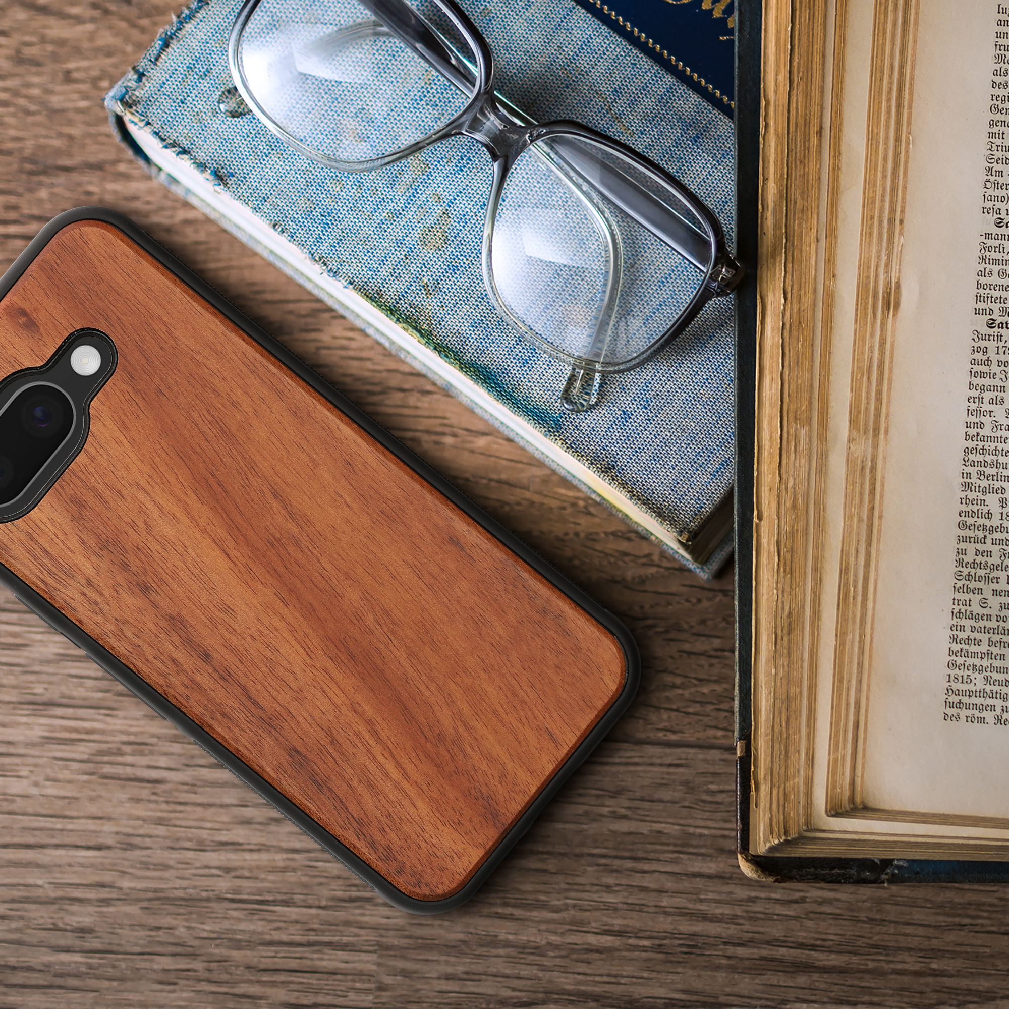 Dřevěný kryt kwmobile pro Google Pixel 9a - vintage hnědá / hnědá