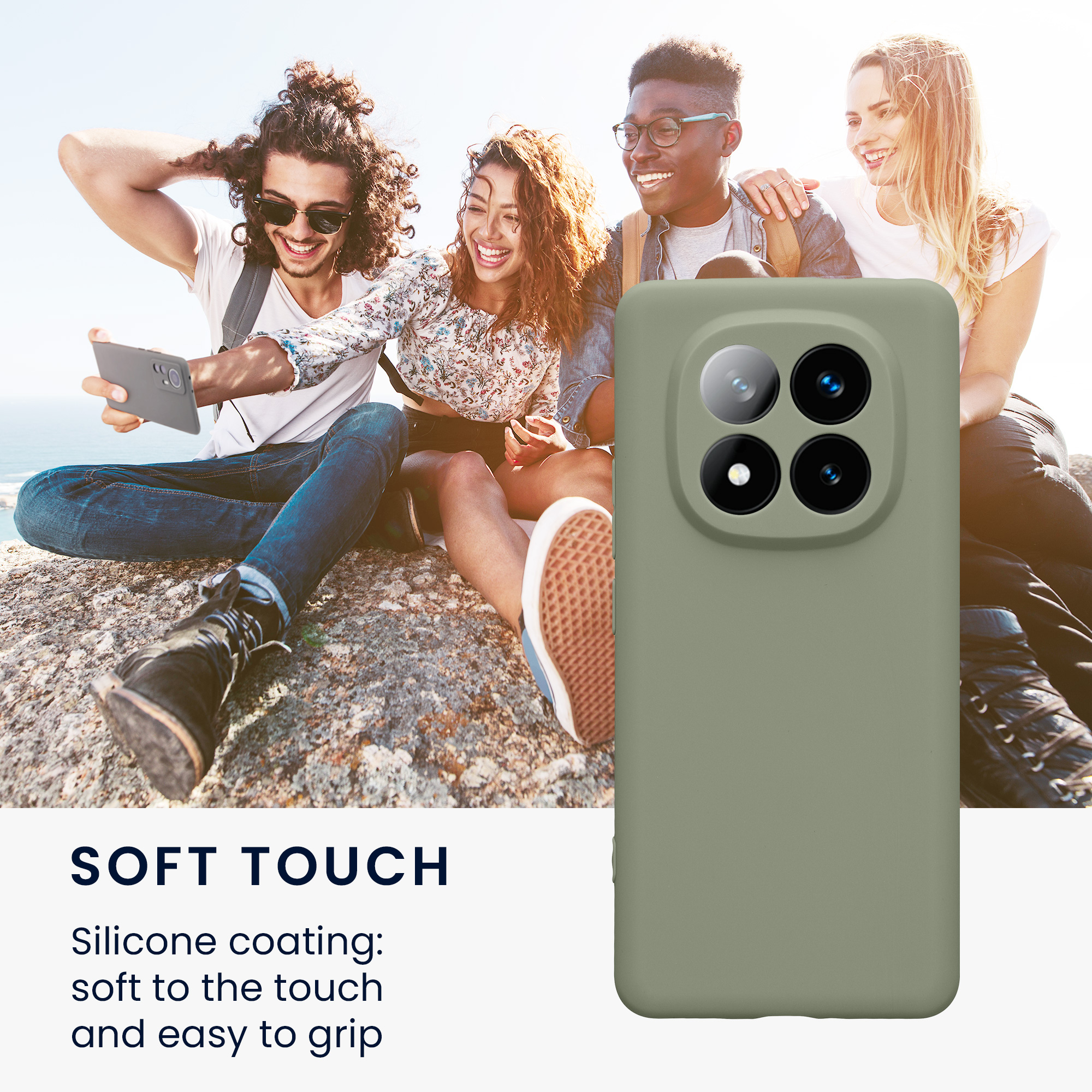 Kryt Xiaomi Redmi Note 14 Pro+ 5G silikonový TPU šedozelená kwmobile
