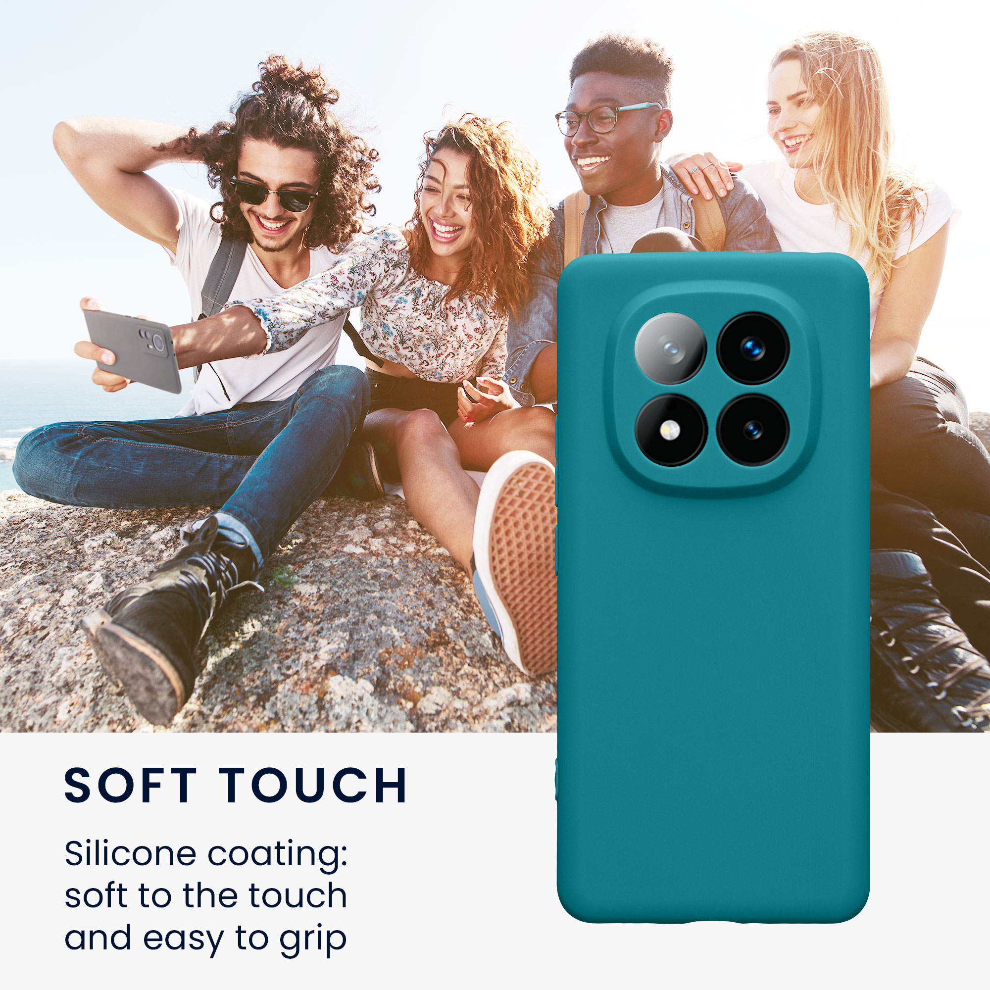 Kryt Xiaomi Redmi Note 14 Pro+ 5G silikonový TPU modrozelená matná kwmobile