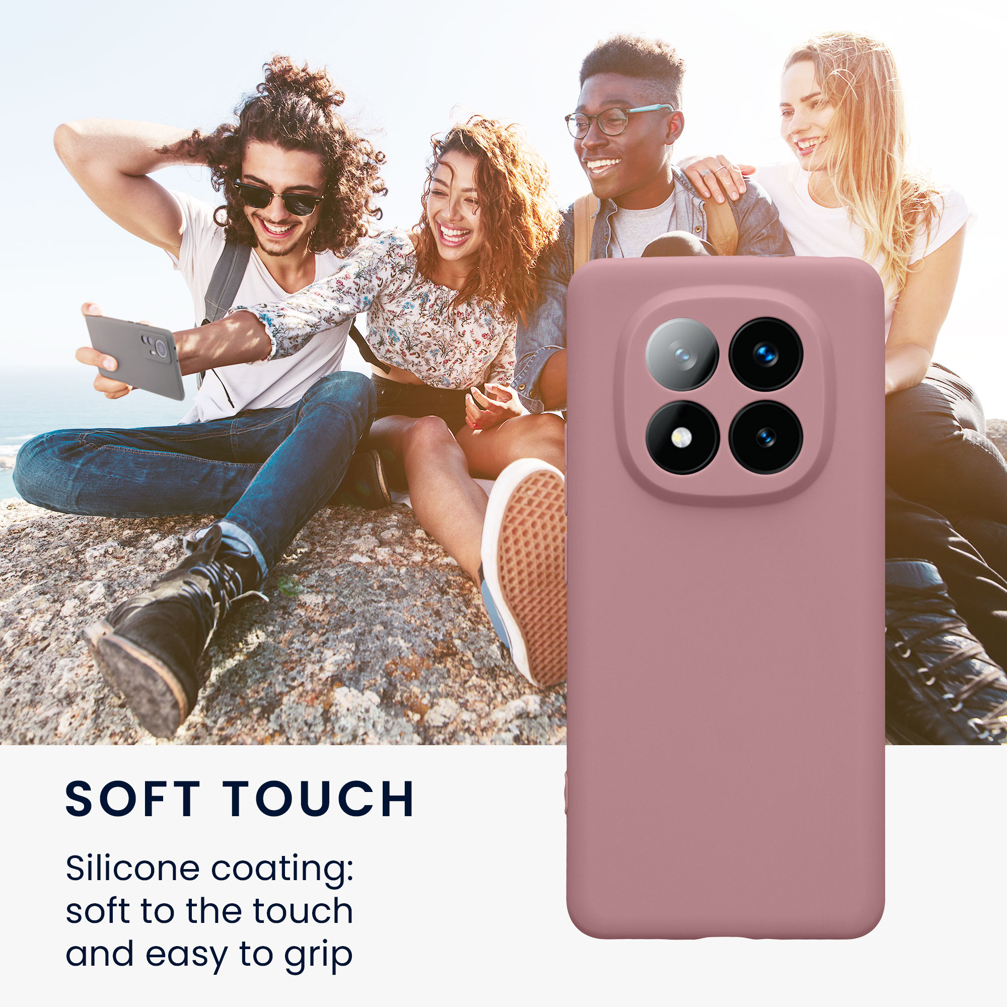 Kryt Xiaomi Redmi Note 14 Pro+ 5G silikonový TPU růžová kwmobile