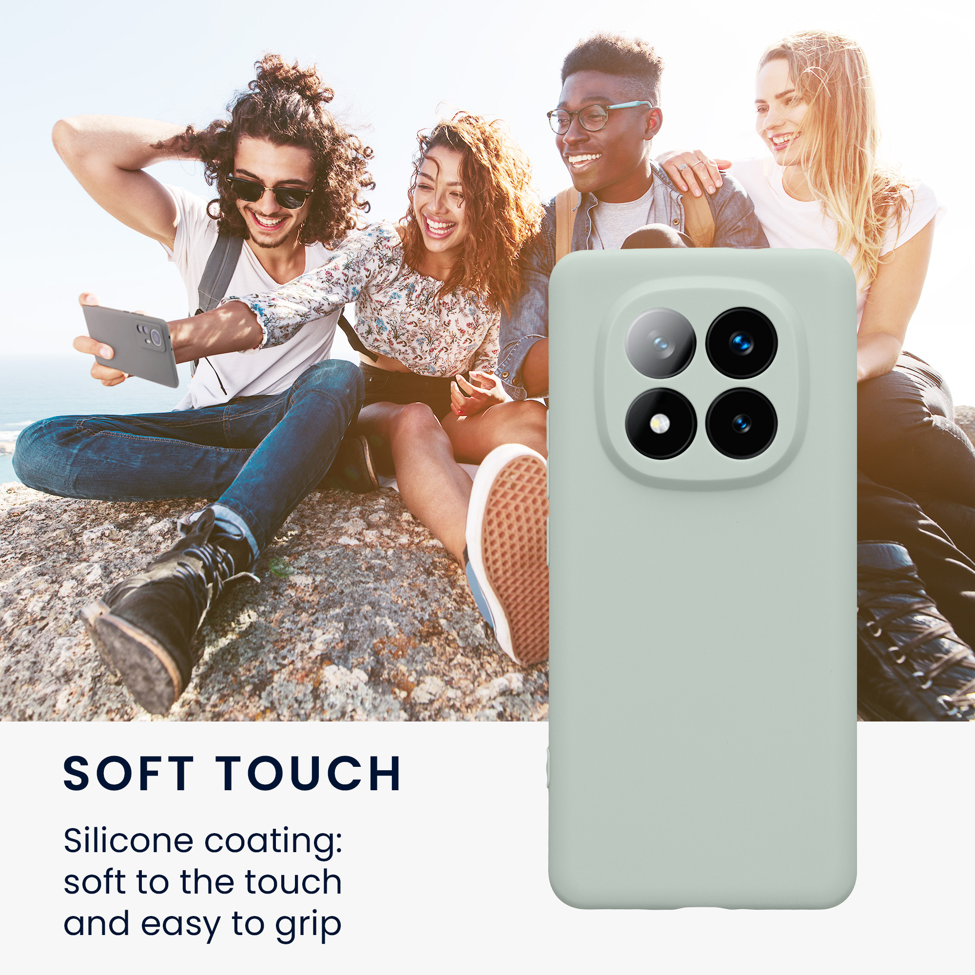 Kryt Xiaomi Redmi Note 14 Pro+ 5G silikonový TPU mátová kwmobile