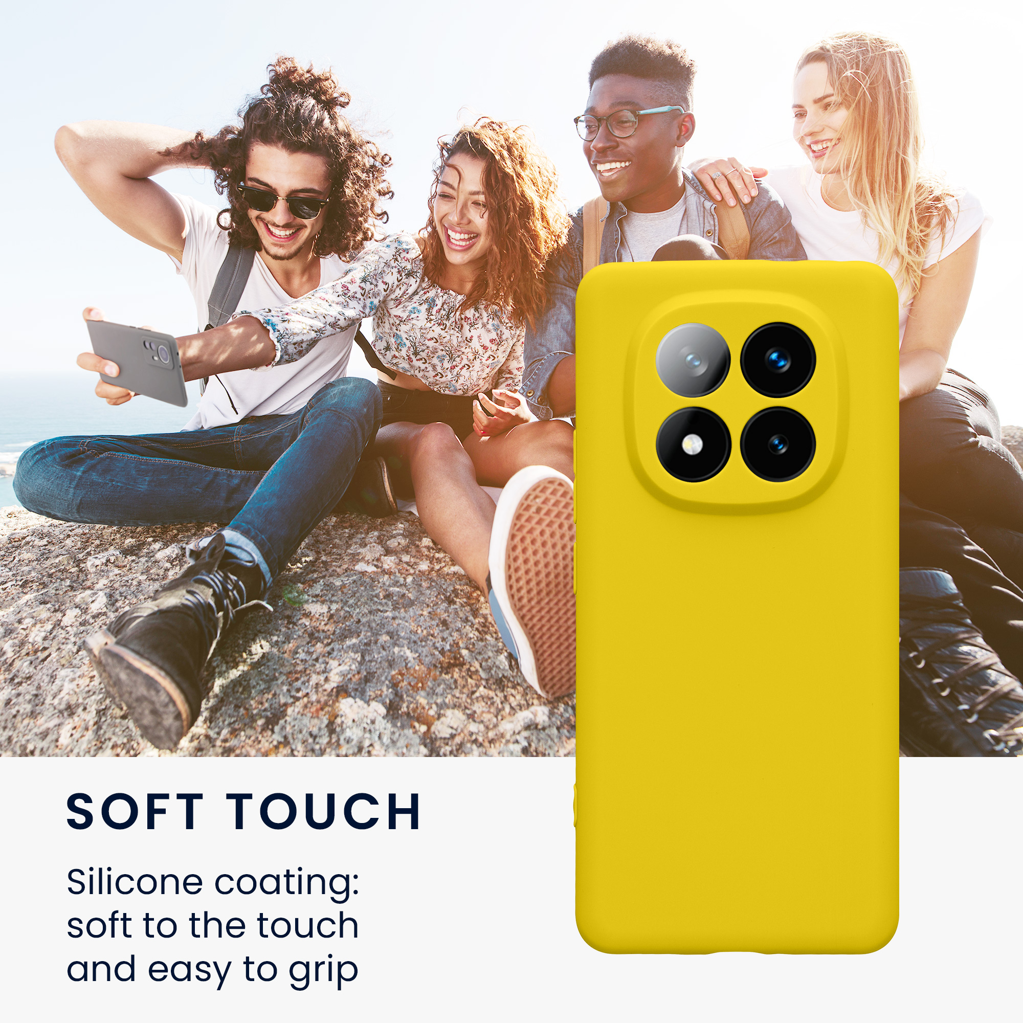 Kryt Xiaomi Redmi Note 14 Pro+ 5G silikonový TPU zářivě žlutá kwmobile