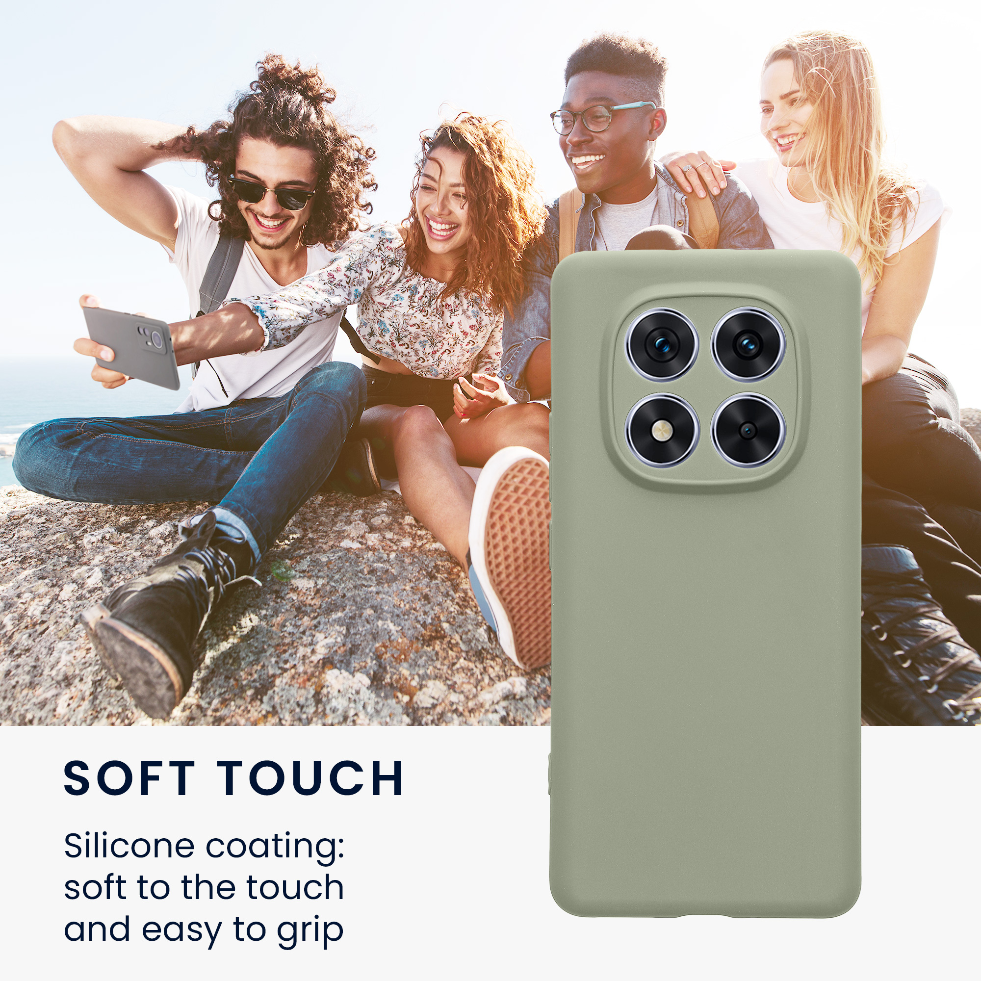 Kryt Xiaomi Redmi Note 14 Pro 5G silikonový TPU šedozelená kwmobile