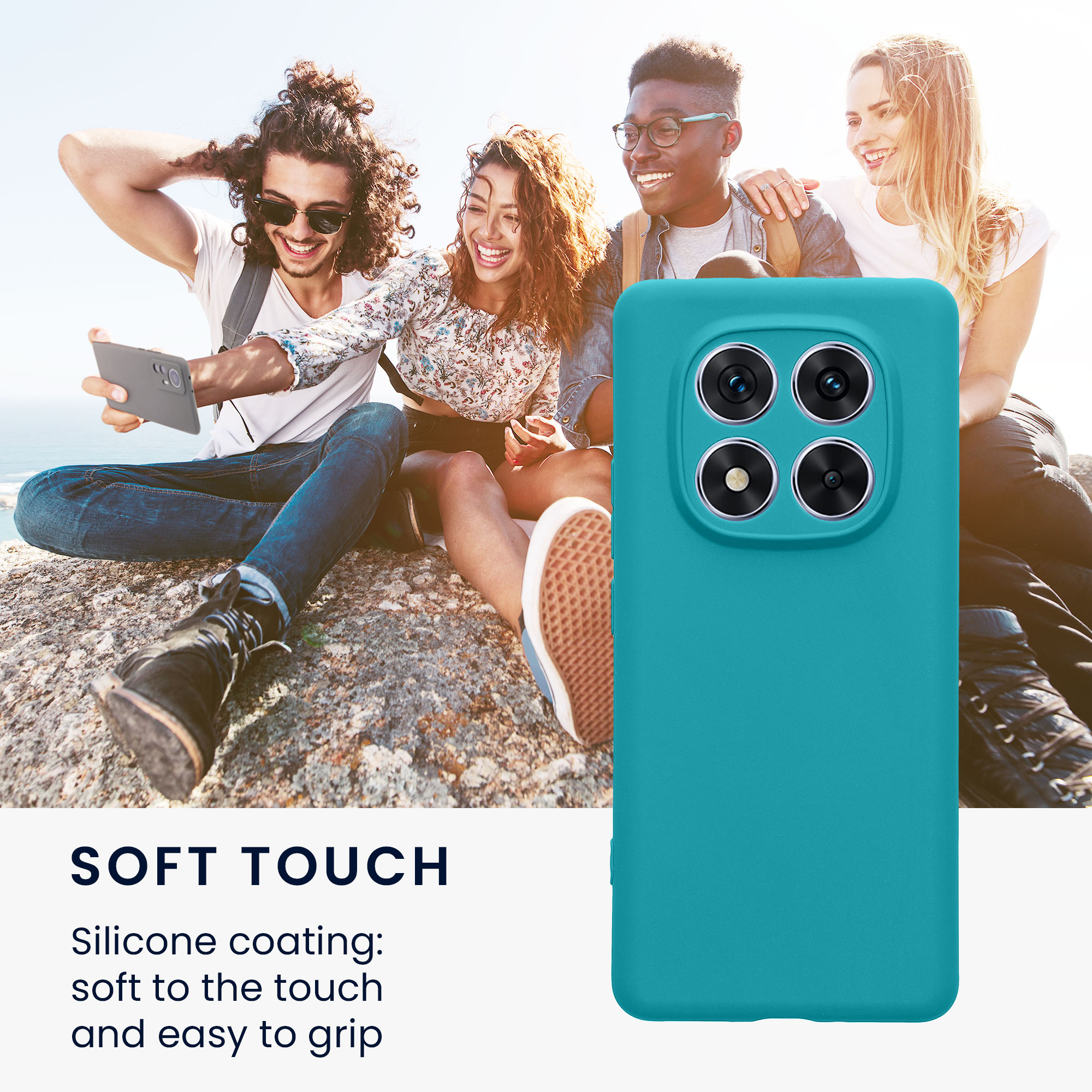 Kryt Xiaomi Redmi Note 14 Pro 5G silikonový TPU modrozelená matná kwmobile