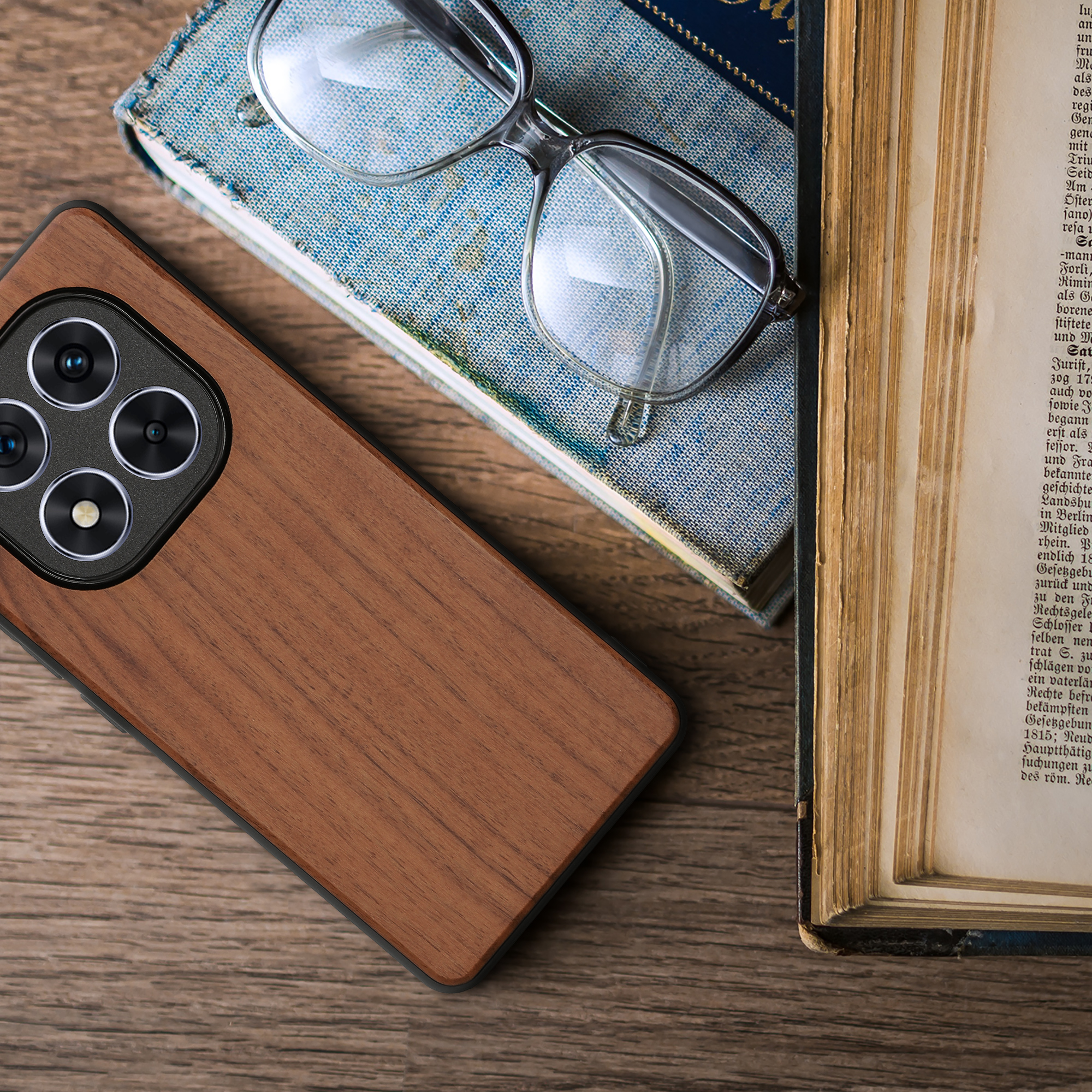 Dřevěné pouzdro pro Xiaomi Redmi Note 14 Pro 5G / Poco X7 kwmobile - tvrdý obal v tmavě hnědé barvě
