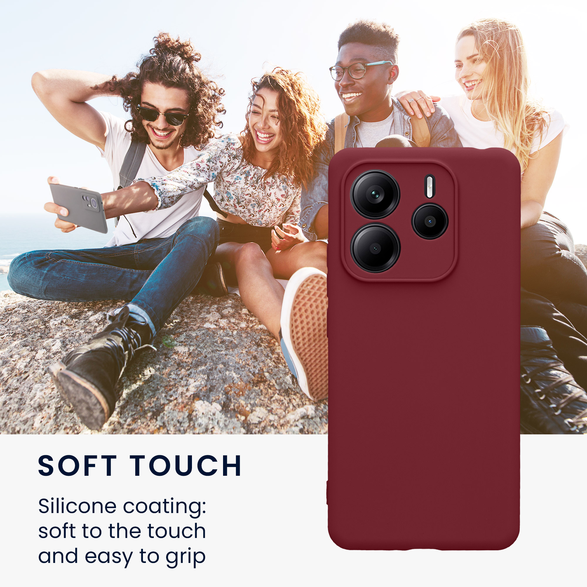 Kryt Xiaomi Redmi Note 14 5G (Not for 4G) silikonový TPU červená kwmobile
