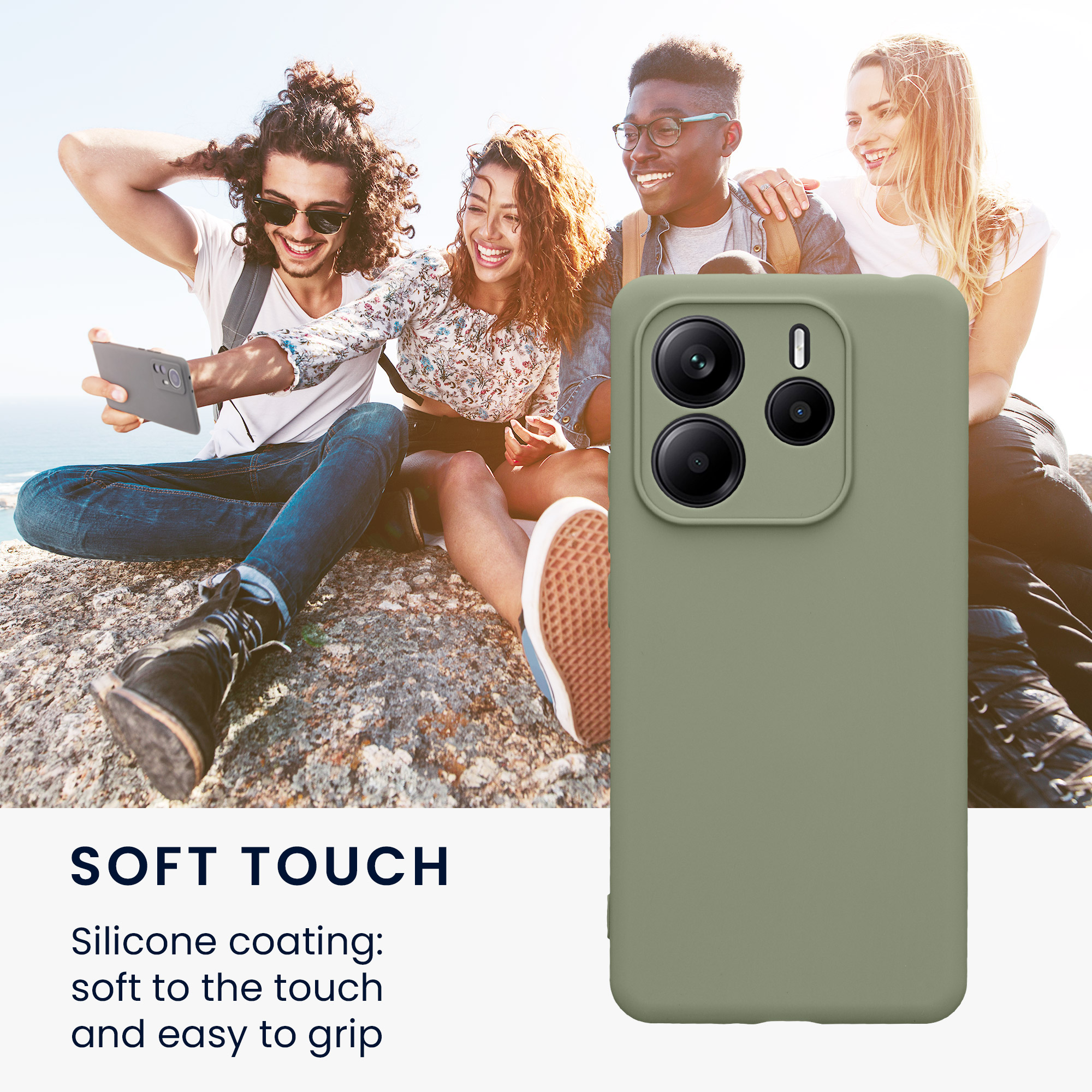 Kryt Xiaomi Redmi Note 14 5G (Not for 4G) silikonový TPU šedozelená kwmobile