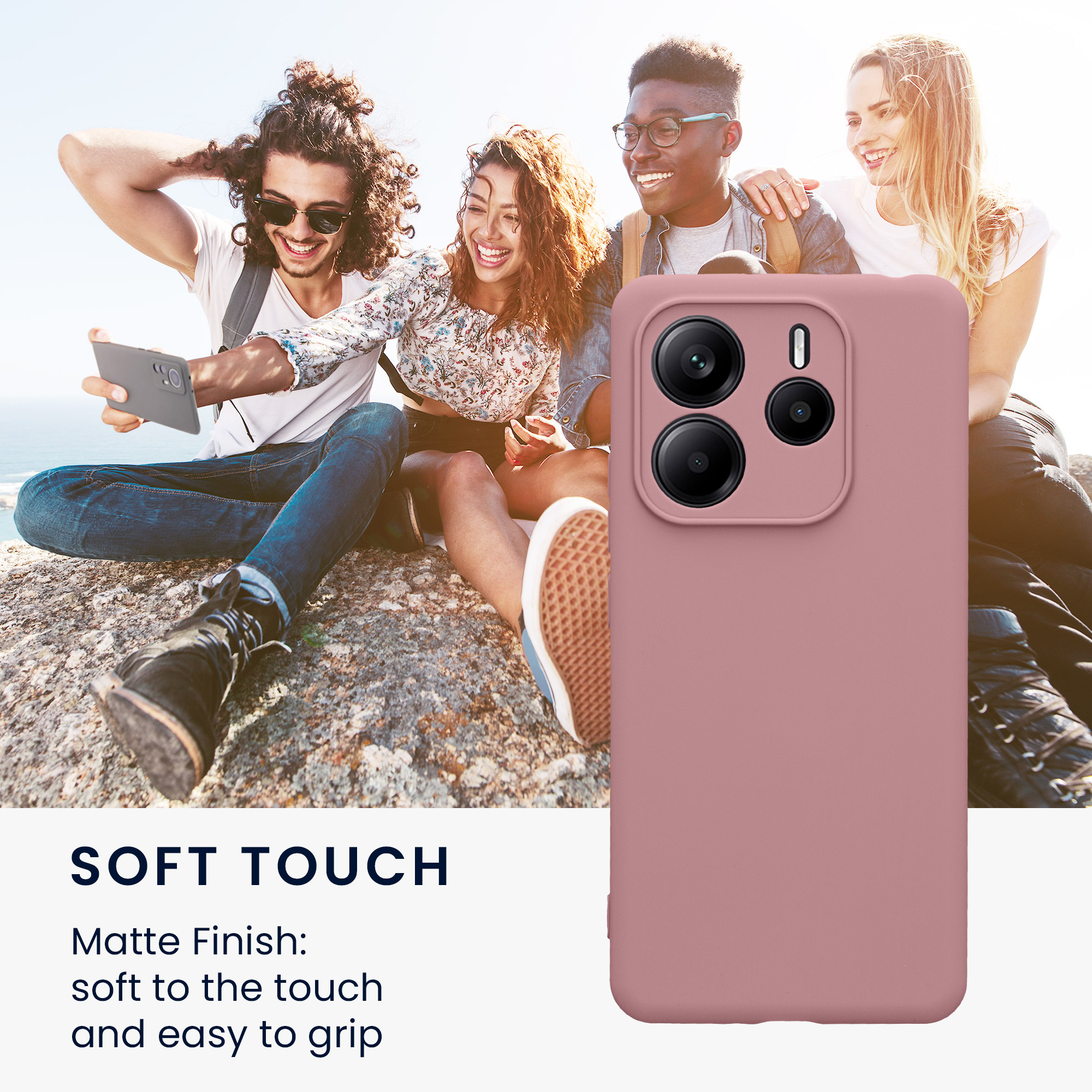 Kryt Xiaomi Redmi Note 14 5G (Not for 4G) silikonový TPU růžová kwmobile