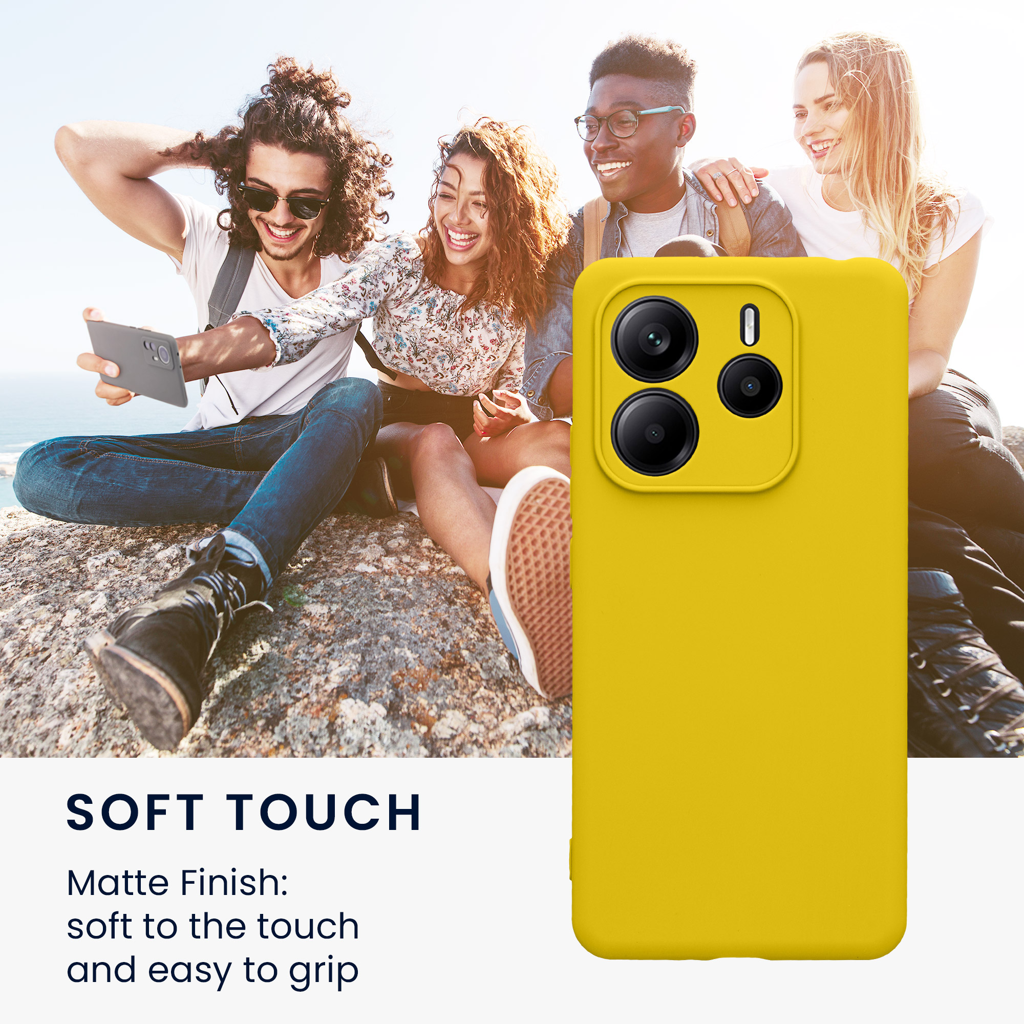 Kryt Xiaomi Redmi Note 14 5G (Not for 4G) silikonový TPU zářivě žlutá kwmobile