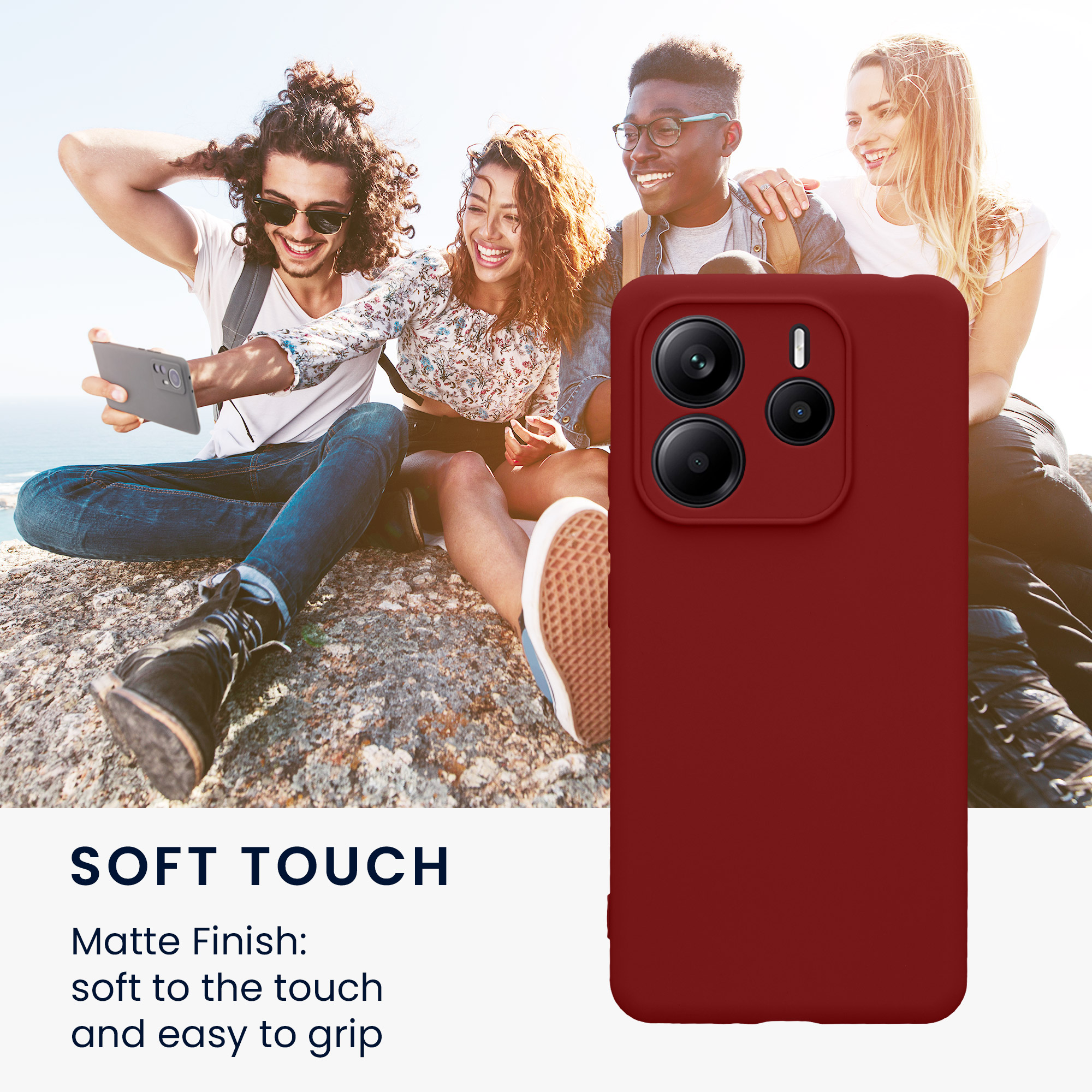 Kryt Xiaomi Redmi Note 14 5G (Not for 4G) silikonový TPU červená kwmobile