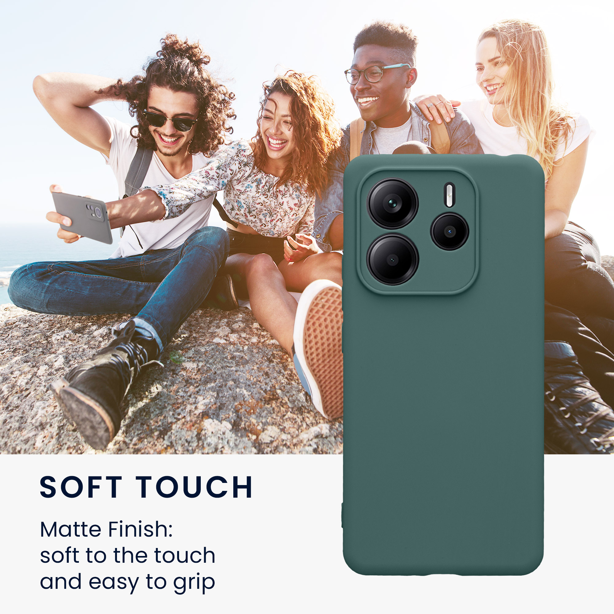 Kryt Xiaomi Redmi Note 14 5G (Not for 4G) silikonový TPU modrozelená kwmobile