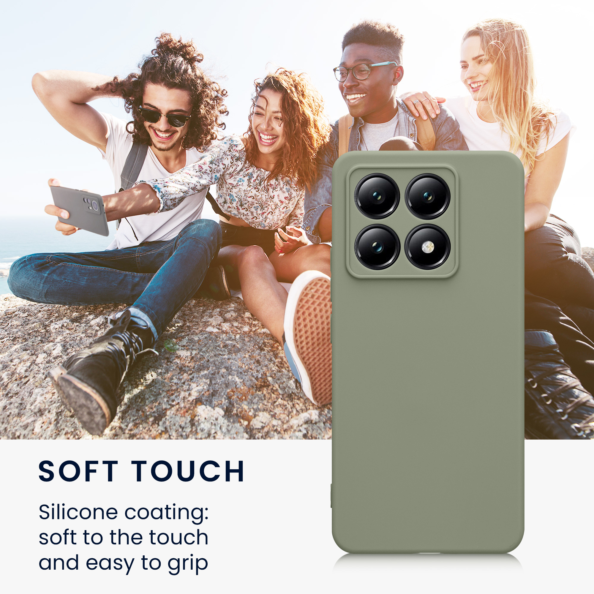 Kryt na mobil Xiaomi 14T kwmobile Soft Matte šedozelená