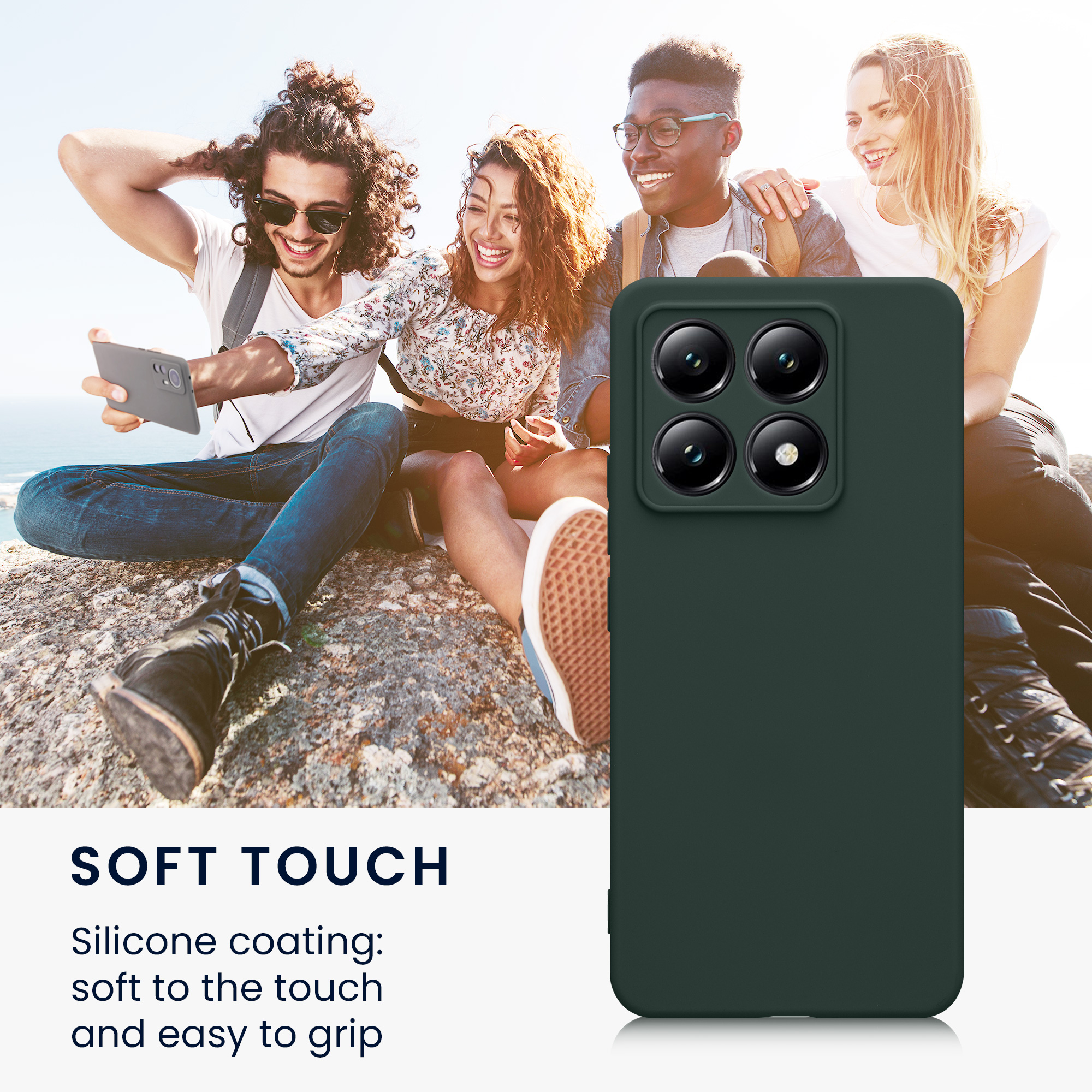 Kryt na mobil Xiaomi 14T kwmobile Soft Matte mechově zelená