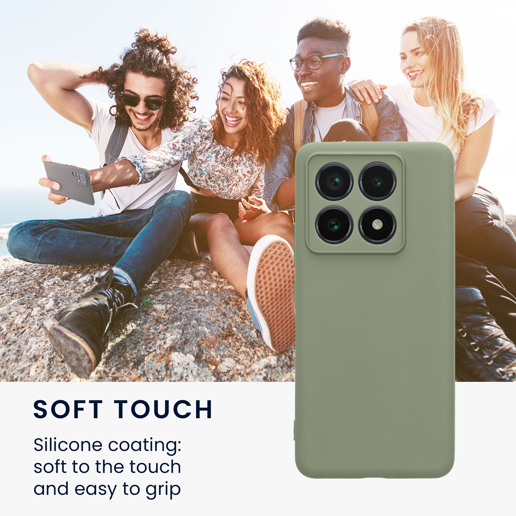 Kryt na mobil Xiaomi 14T Pro kwmobile Soft Matte šedozelená