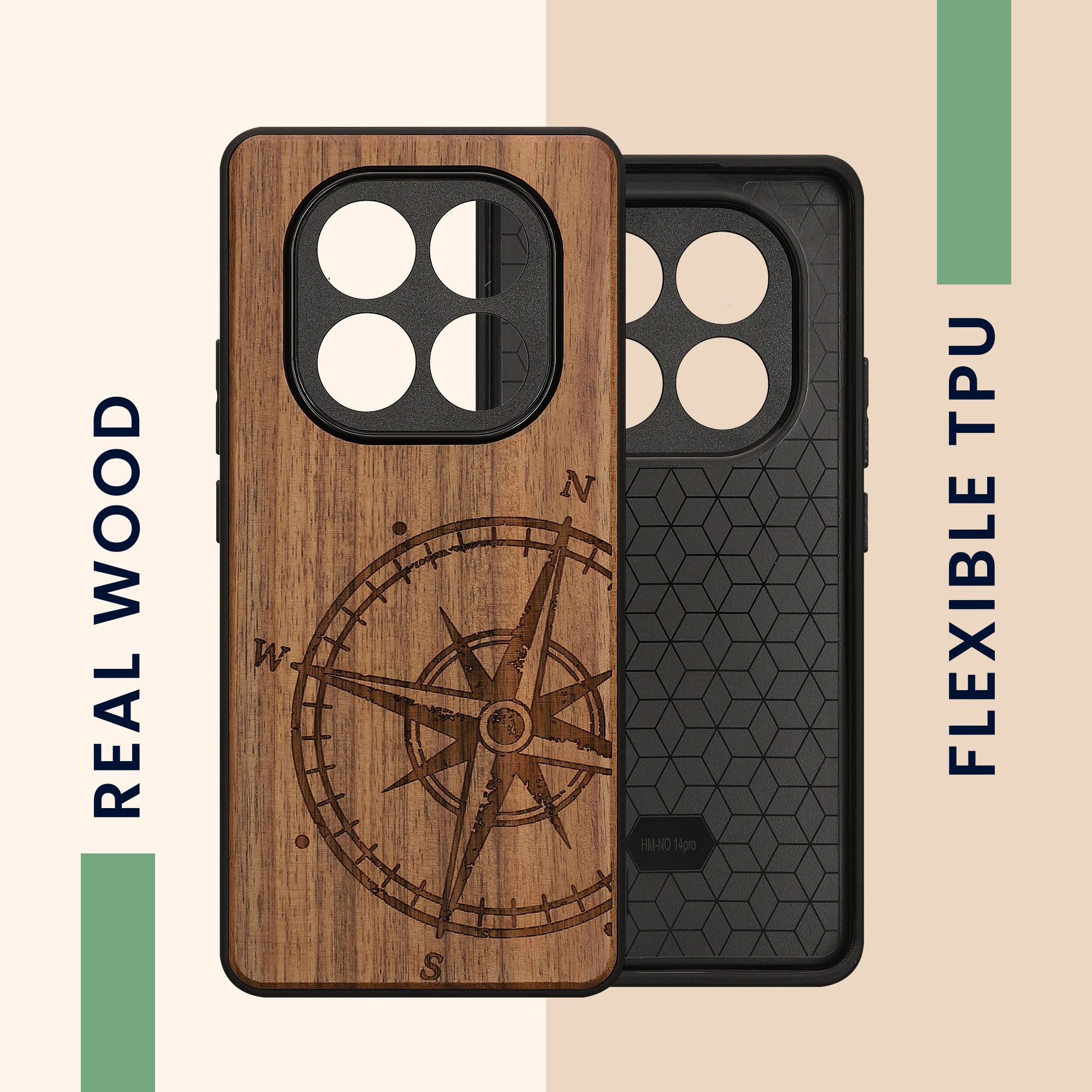 Dřevěný kryt Xiaomi Redmi Note 14 Pro 5G TPU nárazník tmavě hnědá kwmobile