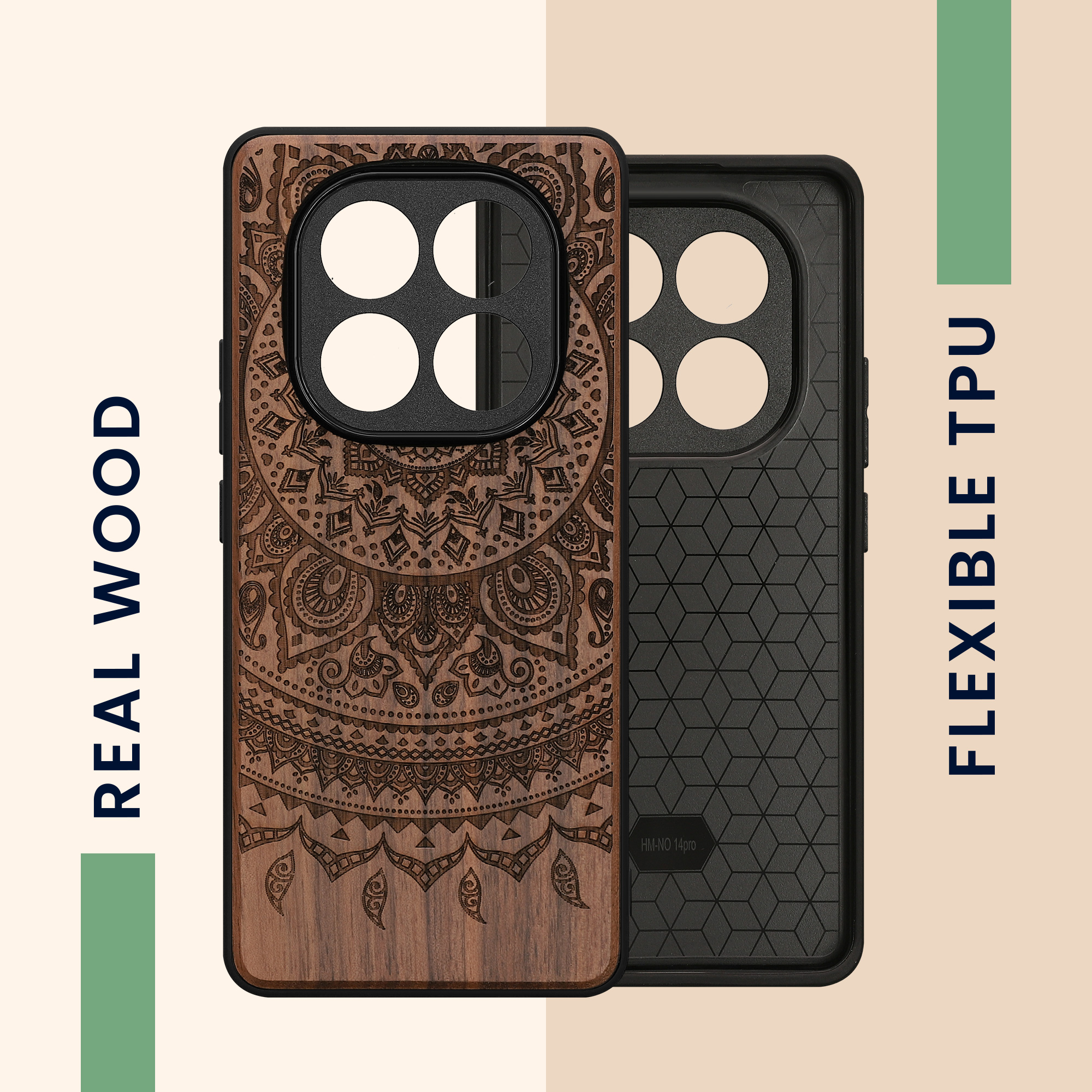 Dřevěné pouzdro pro Xiaomi Redmi Note 14 Pro+ 5G / Redmi Note 14 Pro Plus 5G kwmobile - tvrdý obal v tmavě hnědé barvě
