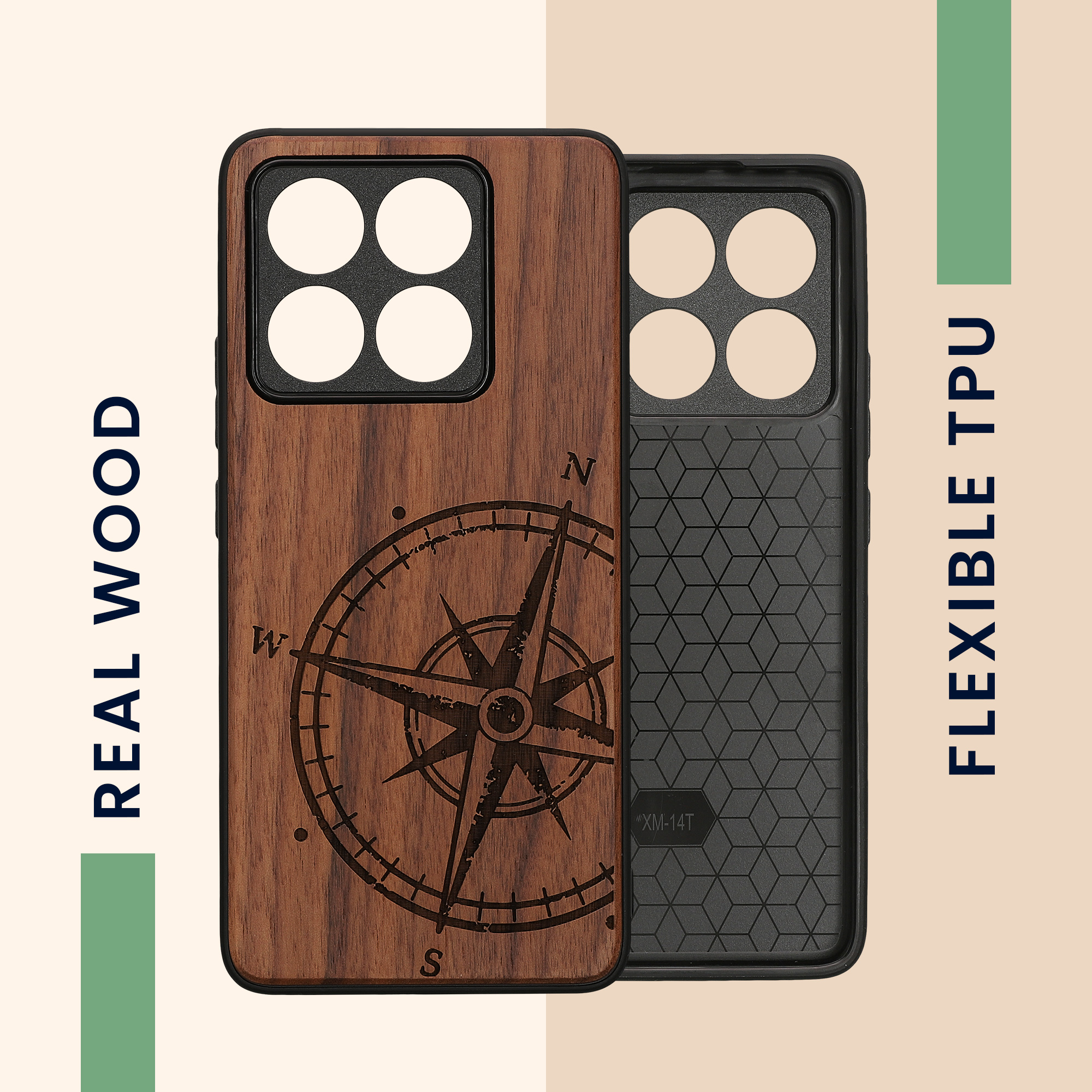Kryt na mobil Xiaomi 14T kwmobile Wood Case tmavě hnědá