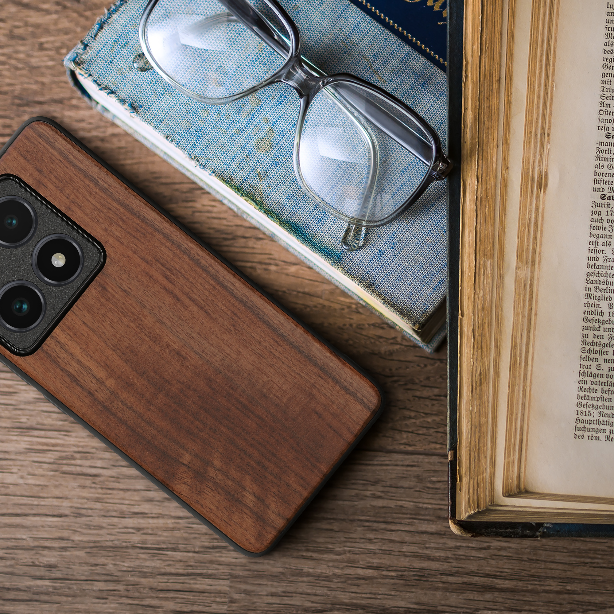 Kryt na mobil Xiaomi 14T Pro kwmobile Wood Case tmavě hnědá
