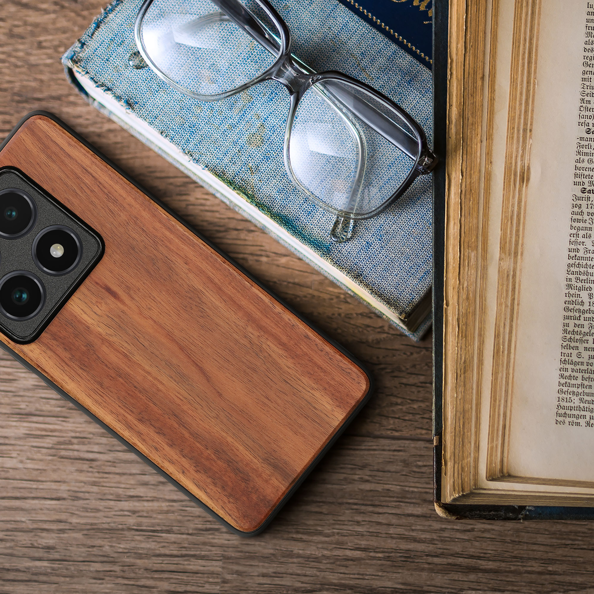 Kryt na mobil Xiaomi 14T Pro kwmobile Wood Case vintage hnědá / hnědá