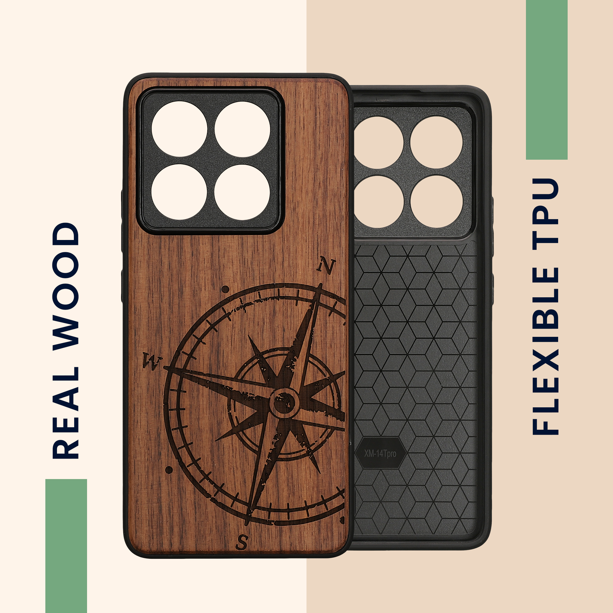 Kryt na mobil Xiaomi 14T Pro kwmobile Wood Case tmavě hnědá