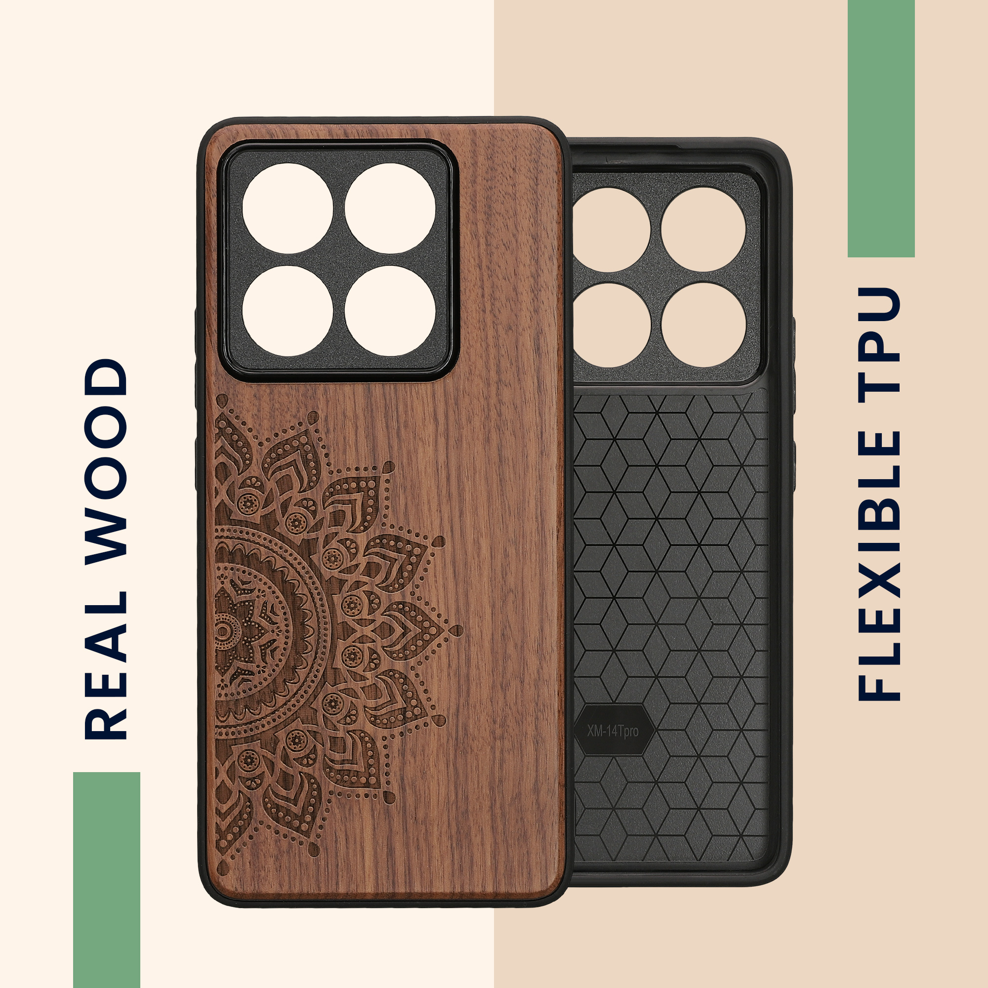 Kryt na mobil Xiaomi 14T Pro kwmobile Wood Case tmavě hnědá