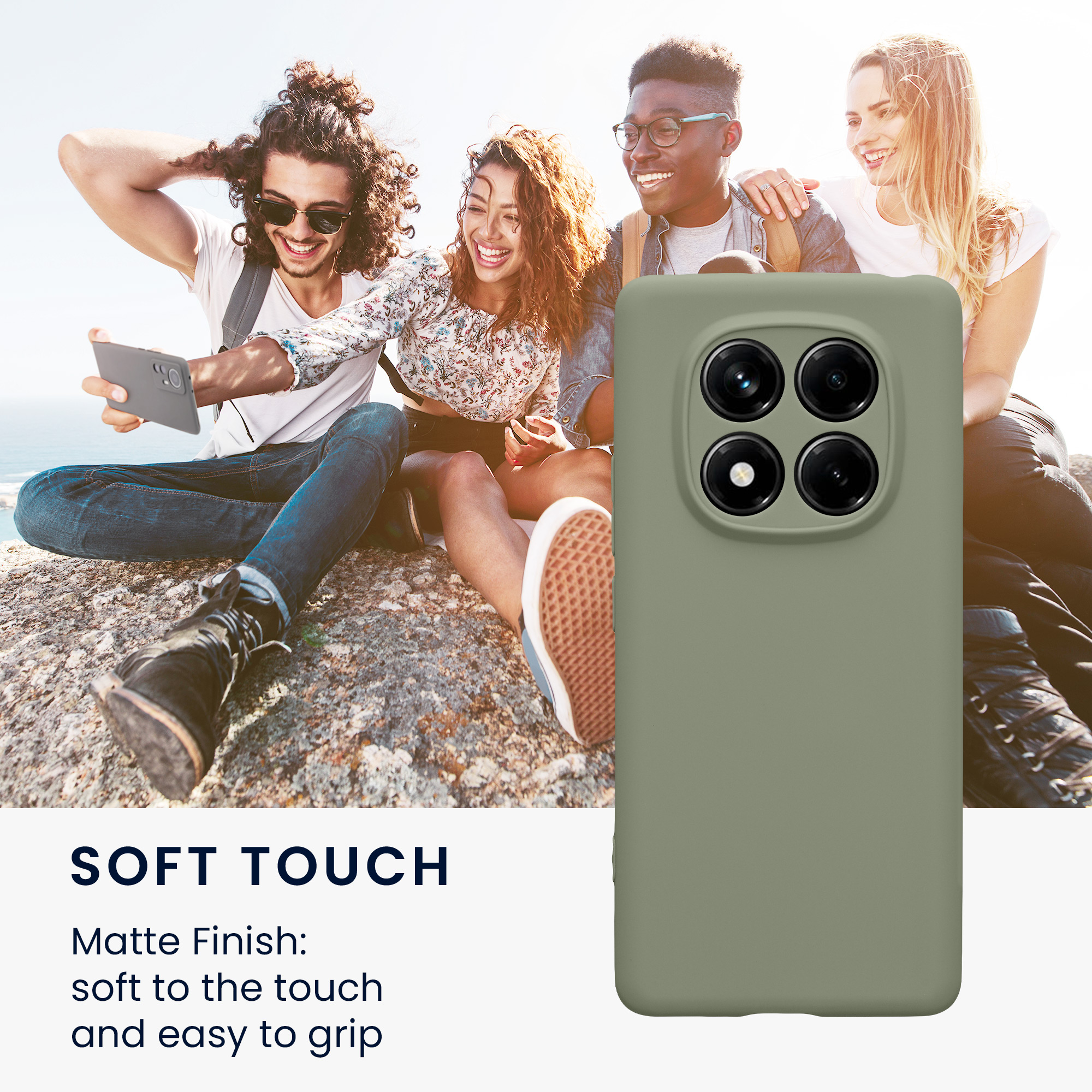 Kryt Xiaomi Redmi Note 14 Pro 4G silikonový TPU šedozelená kwmobile